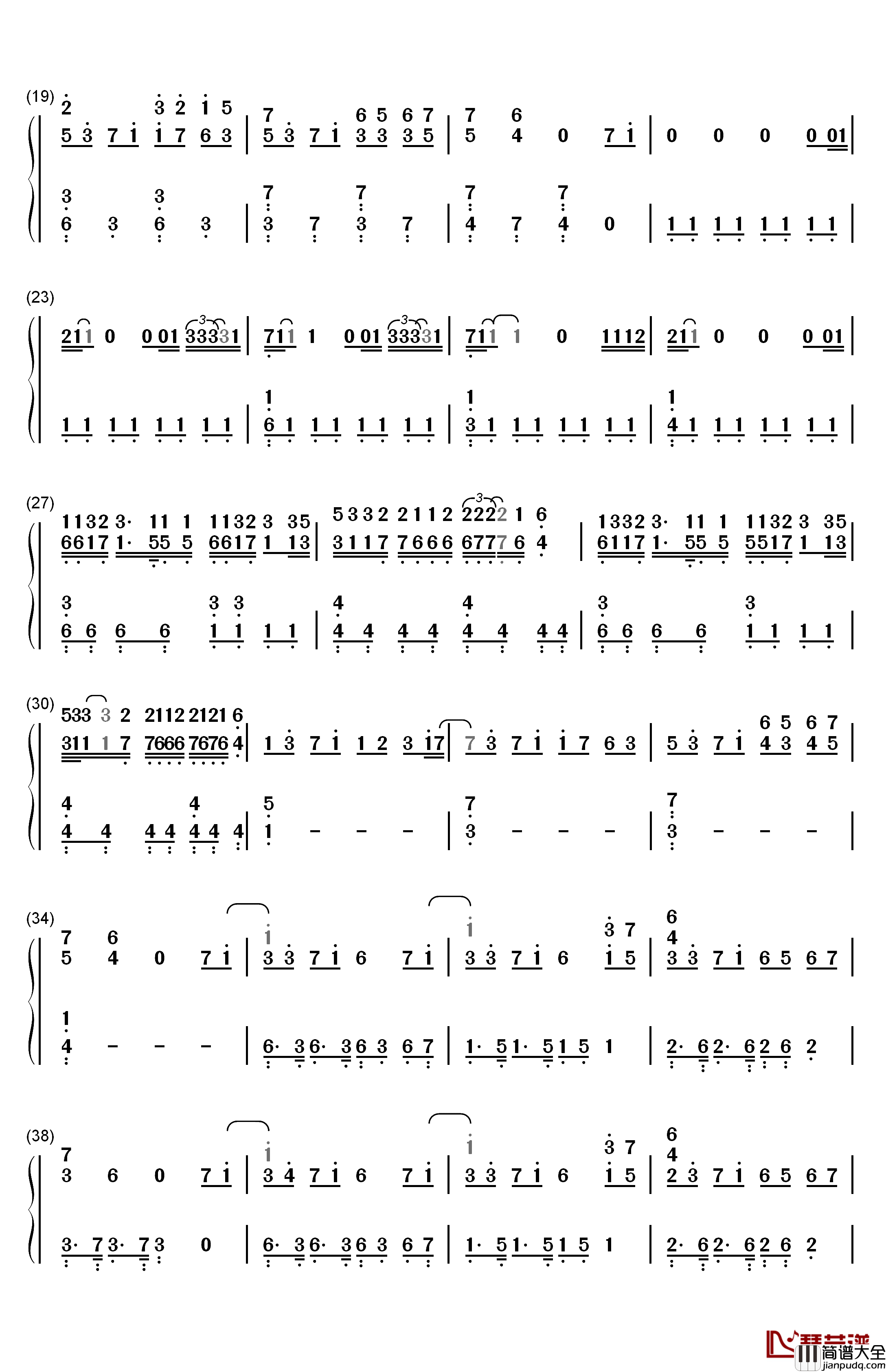 Sister钢琴简谱_数字双手_S!sters