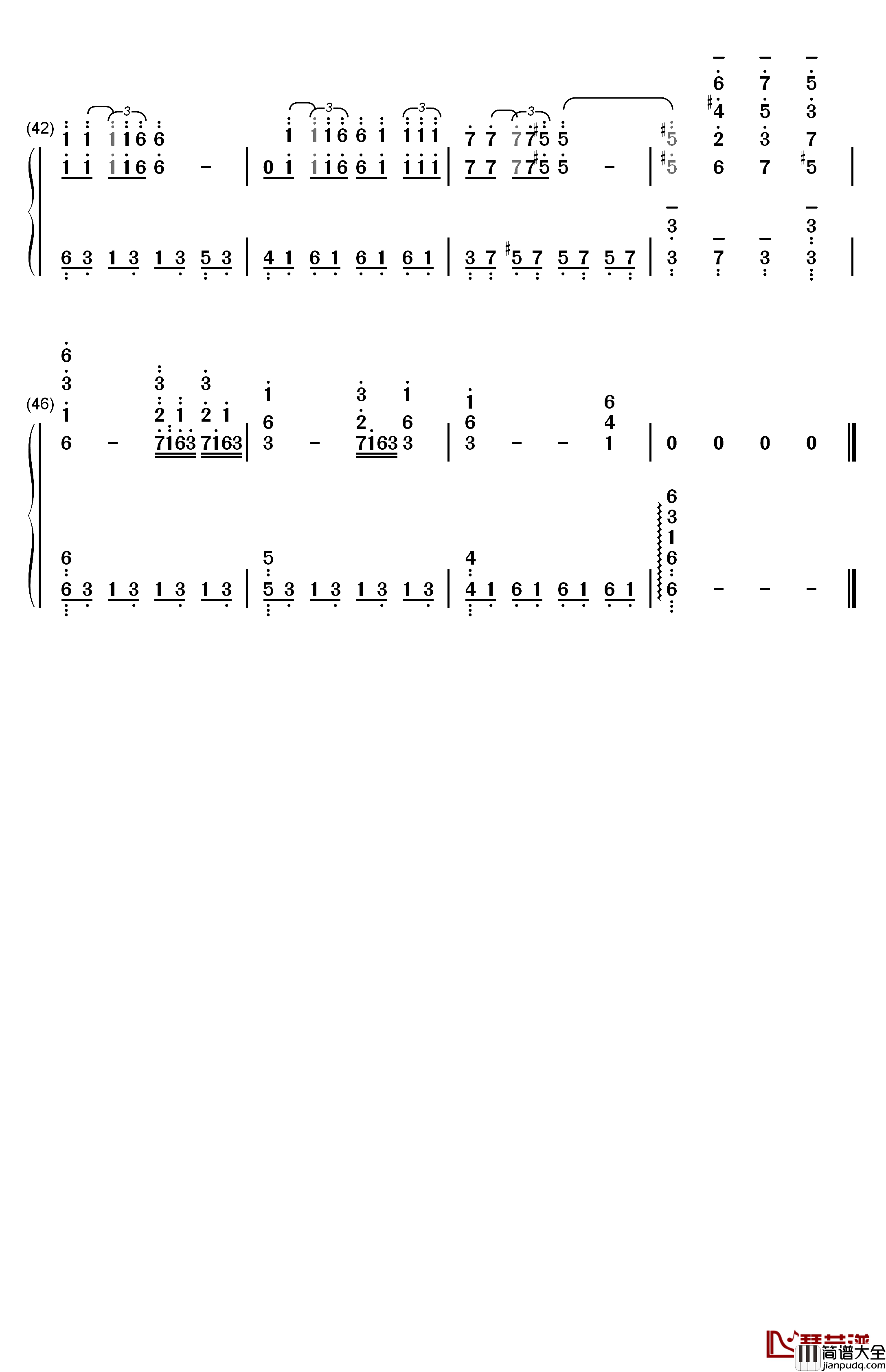 爱的故事钢琴简谱_数字双手_Andy_Williams