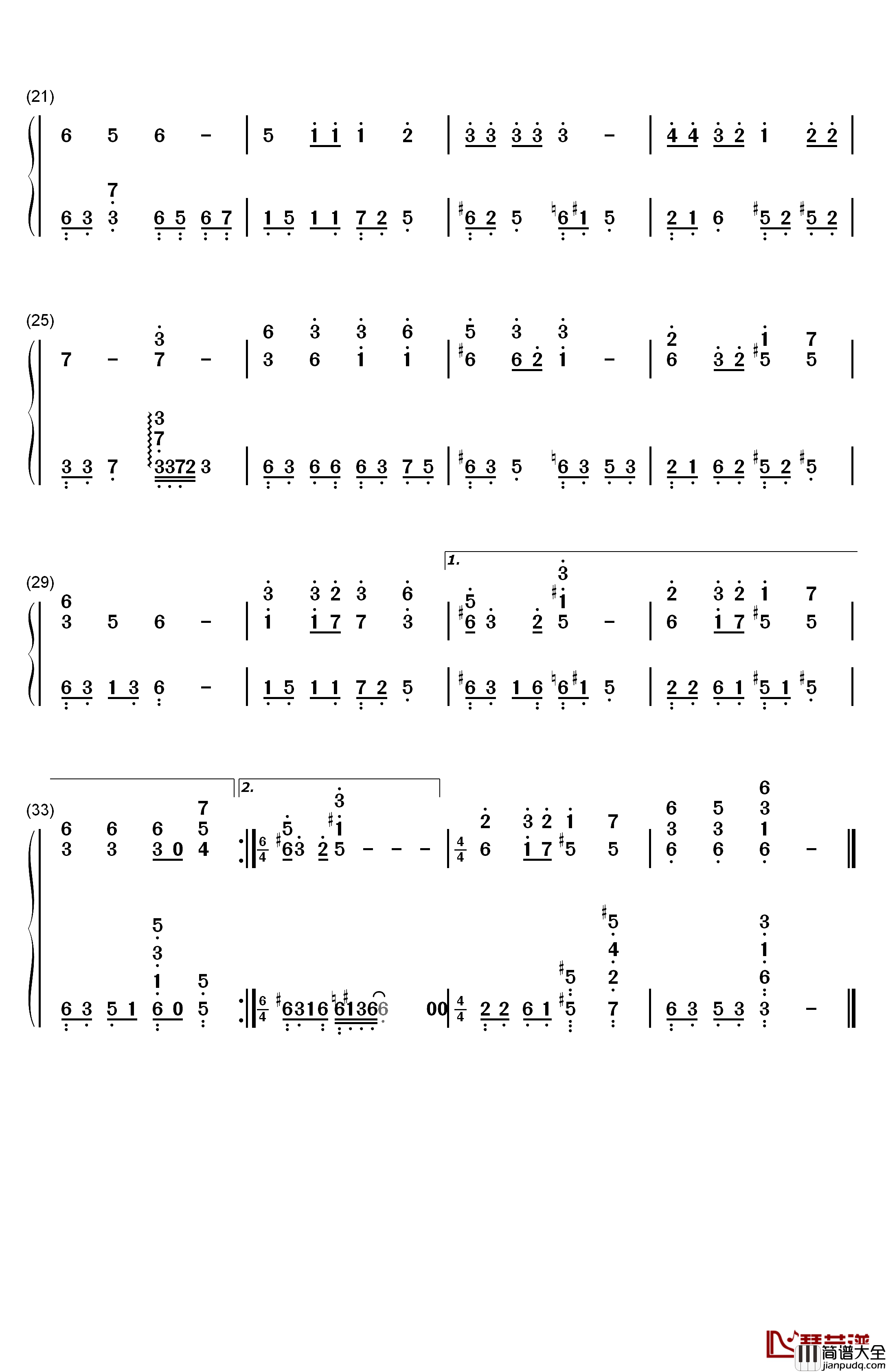 赤い花白い花钢琴简谱_数字双手_早见沙织