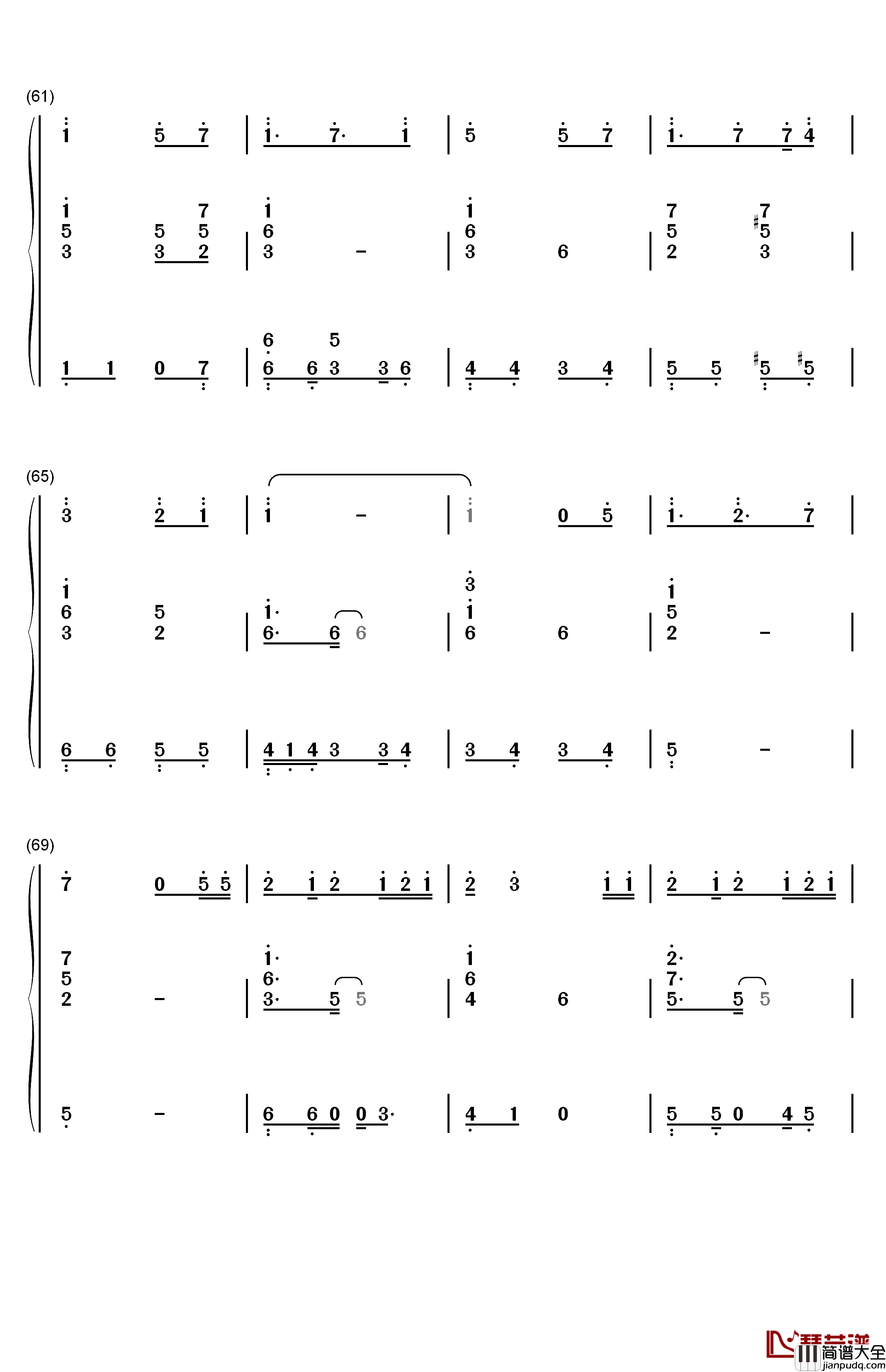 最后的旅行钢琴简谱_数字双手_Rainton桐