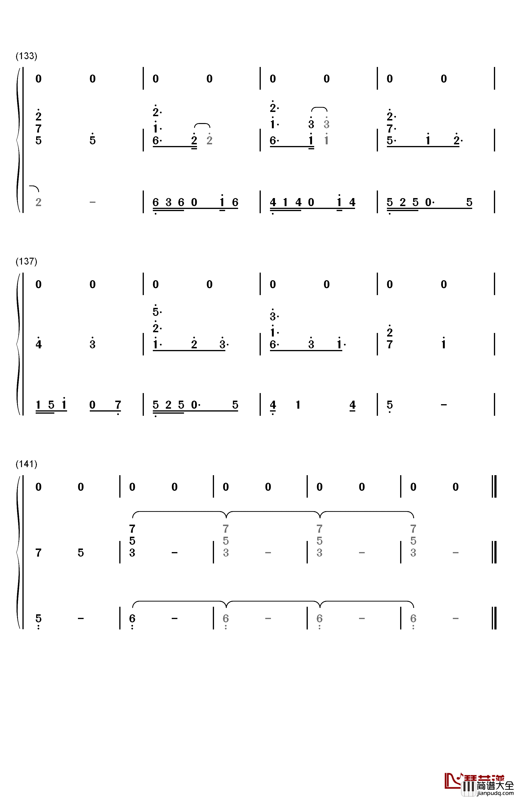 最后的旅行钢琴简谱_数字双手_Rainton桐