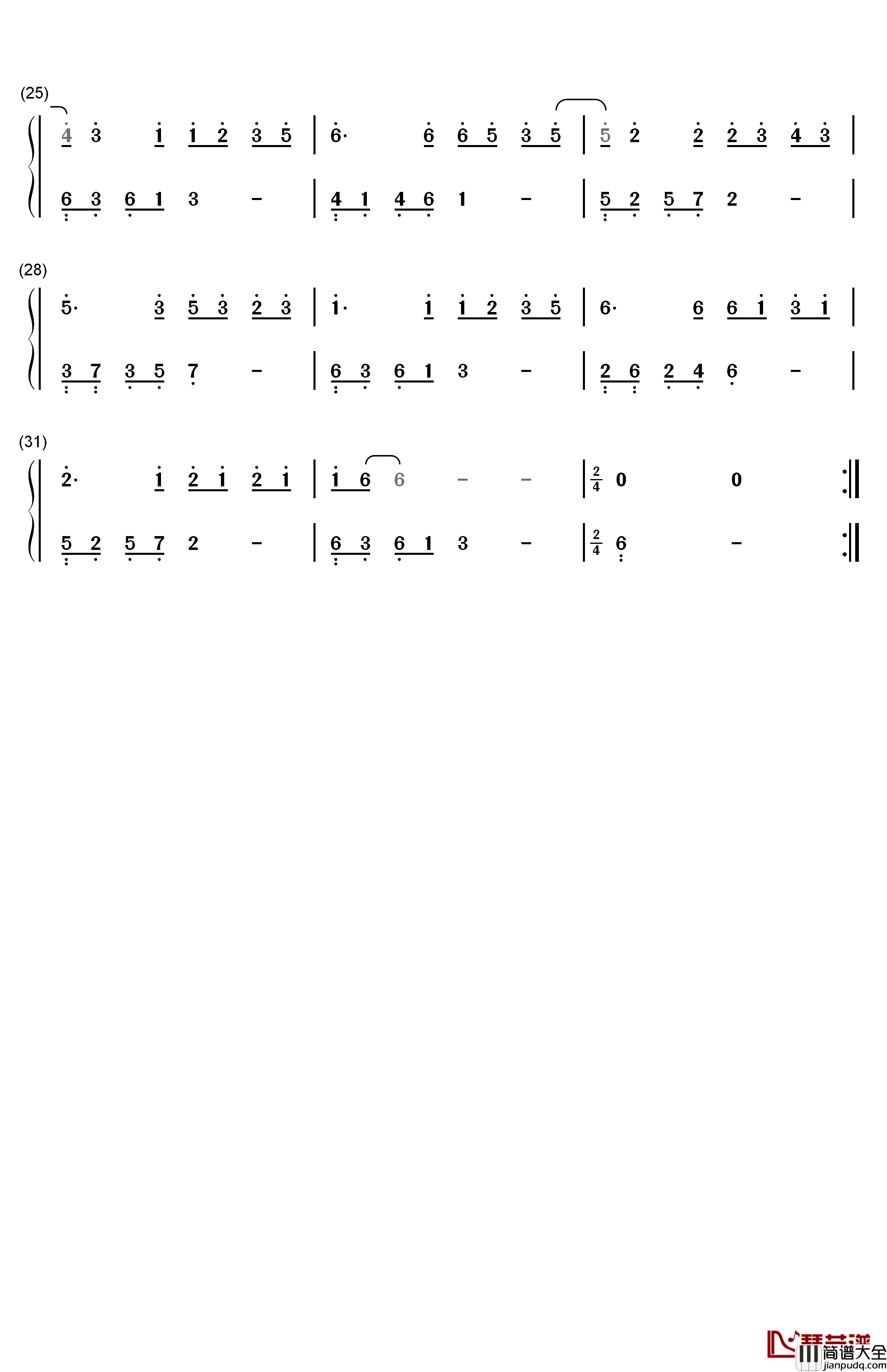 渡我不渡她钢琴简谱_数字双手_孤独诗人