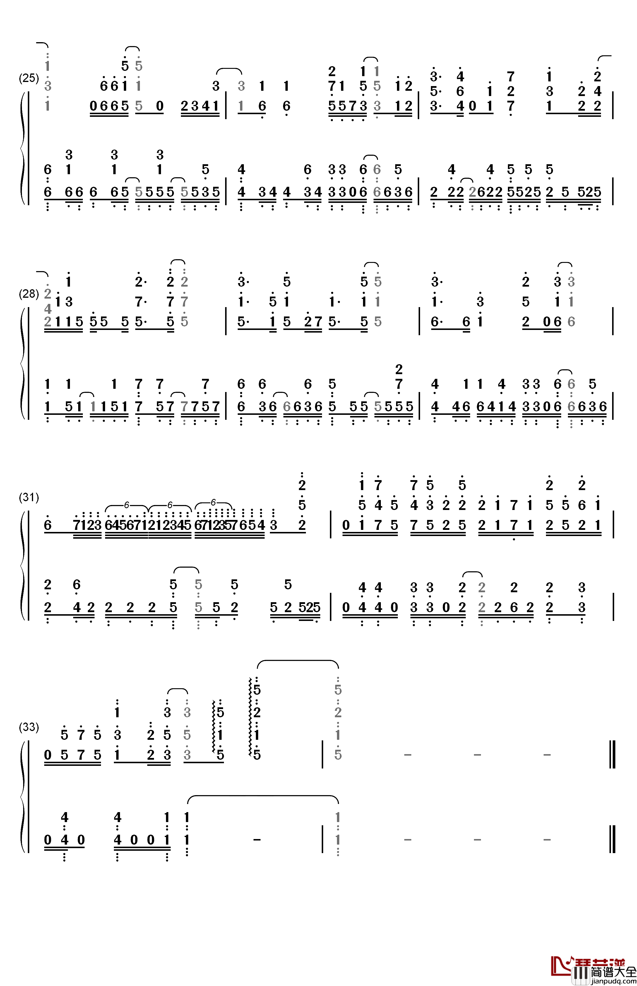 ゼロセンチメートル钢琴简谱_数字双手_大原由衣子