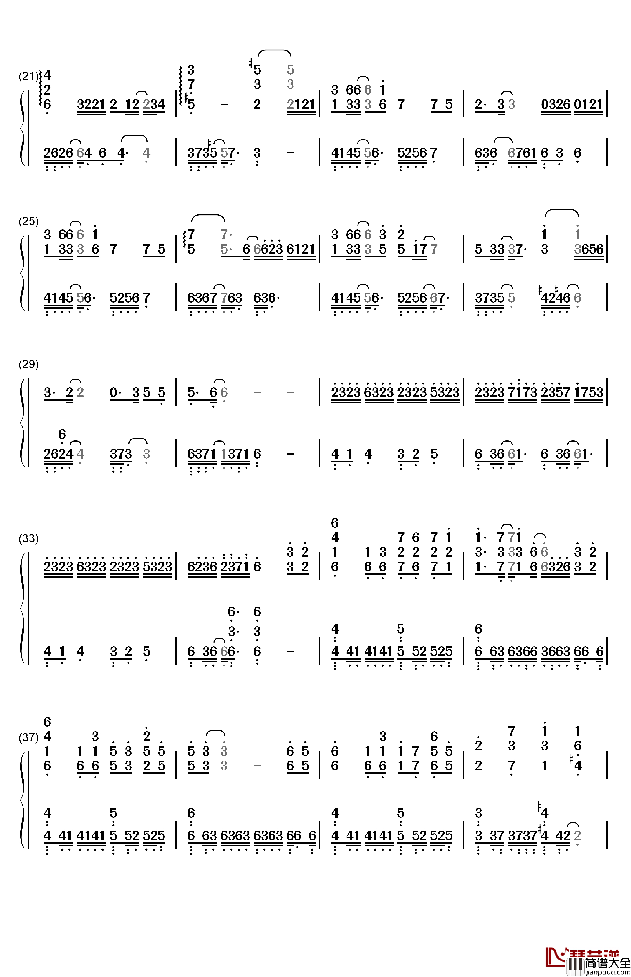 星港钢琴简谱_数字双手_奇然_小魂