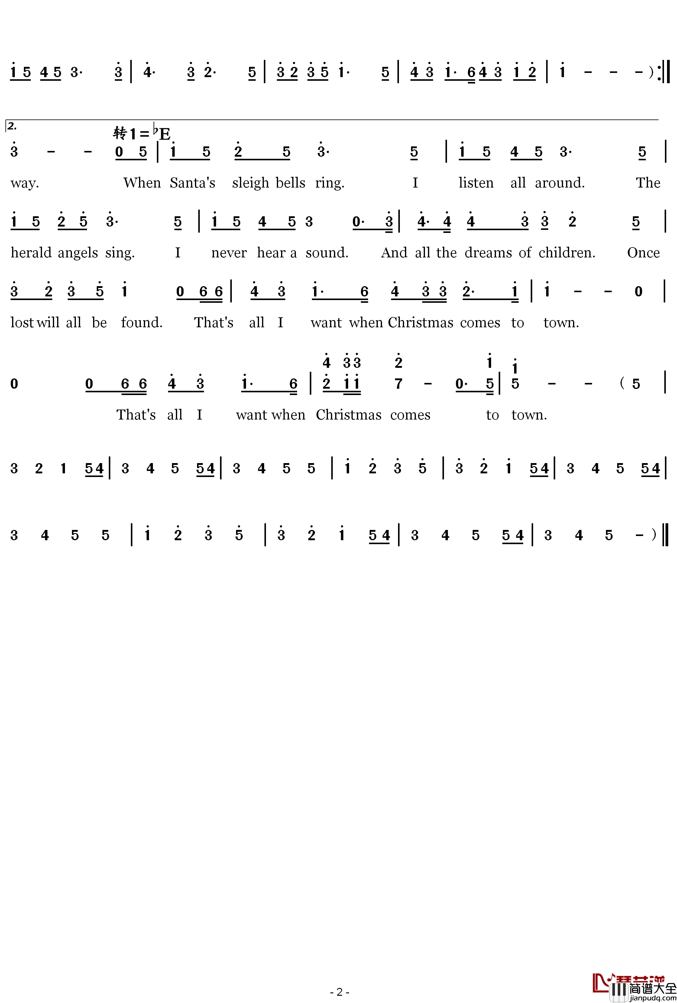 When_Christmas_Comes_to_Town简谱(歌词)_MatthewHal/MeaganMoore演唱_兰语神韵记谱