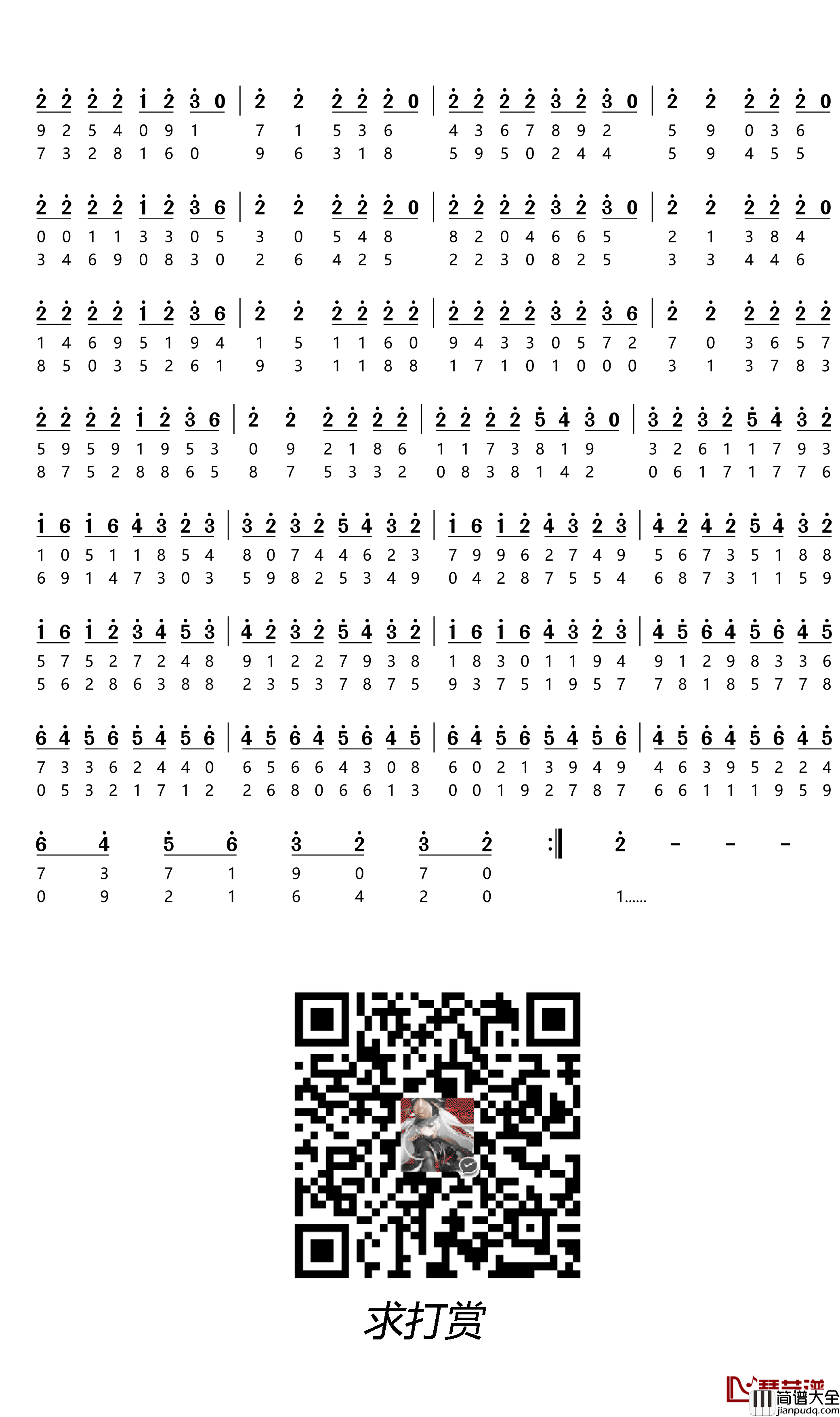 圆周率(1000位版本)简谱(歌词)_初音ミク演唱_谱友苍二君上传