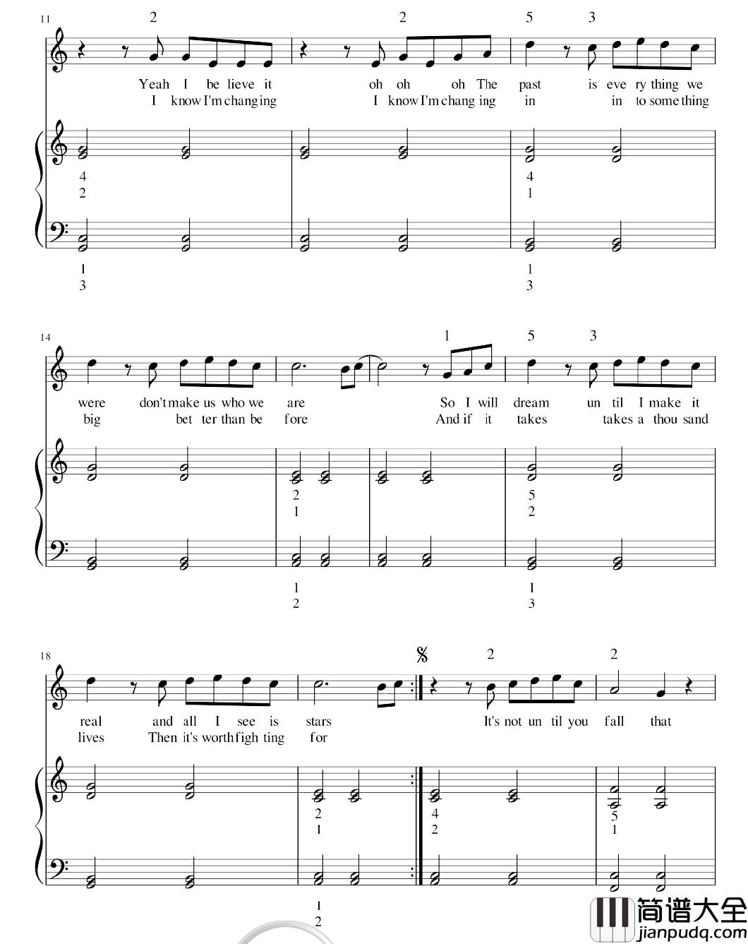 Dream_It_Possible简谱_Dream_It_Possible张靓颖演唱