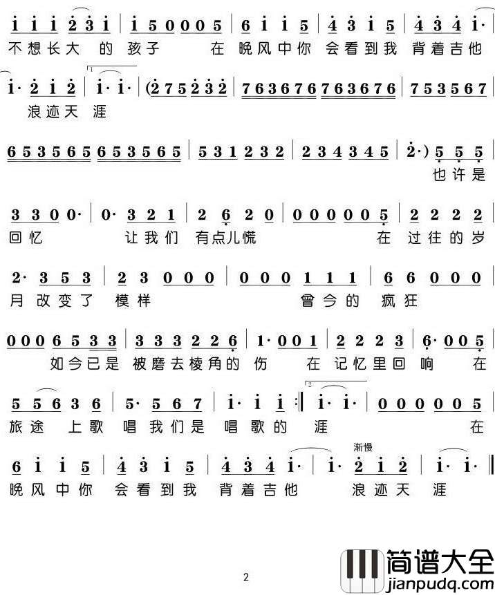 唱歌的孩子简谱_王峥嵘演唱