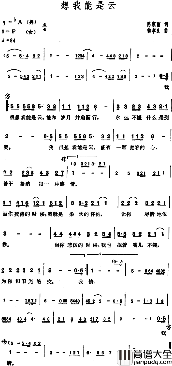 想我能是云简谱_千百惠演唱