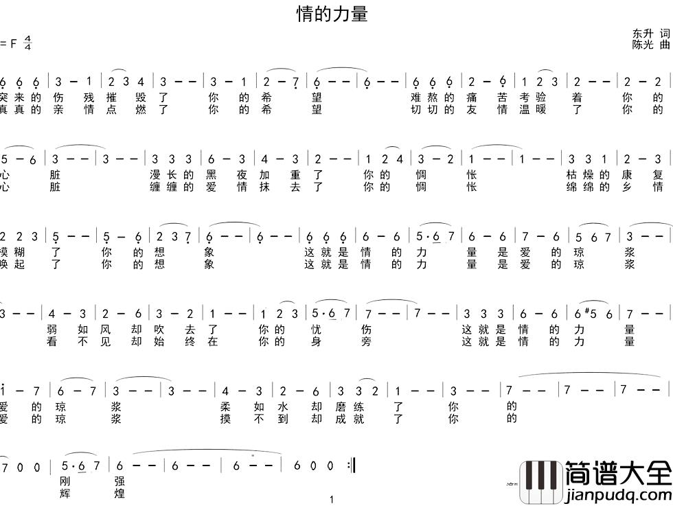 情的力量简谱_黑鸭子演唱