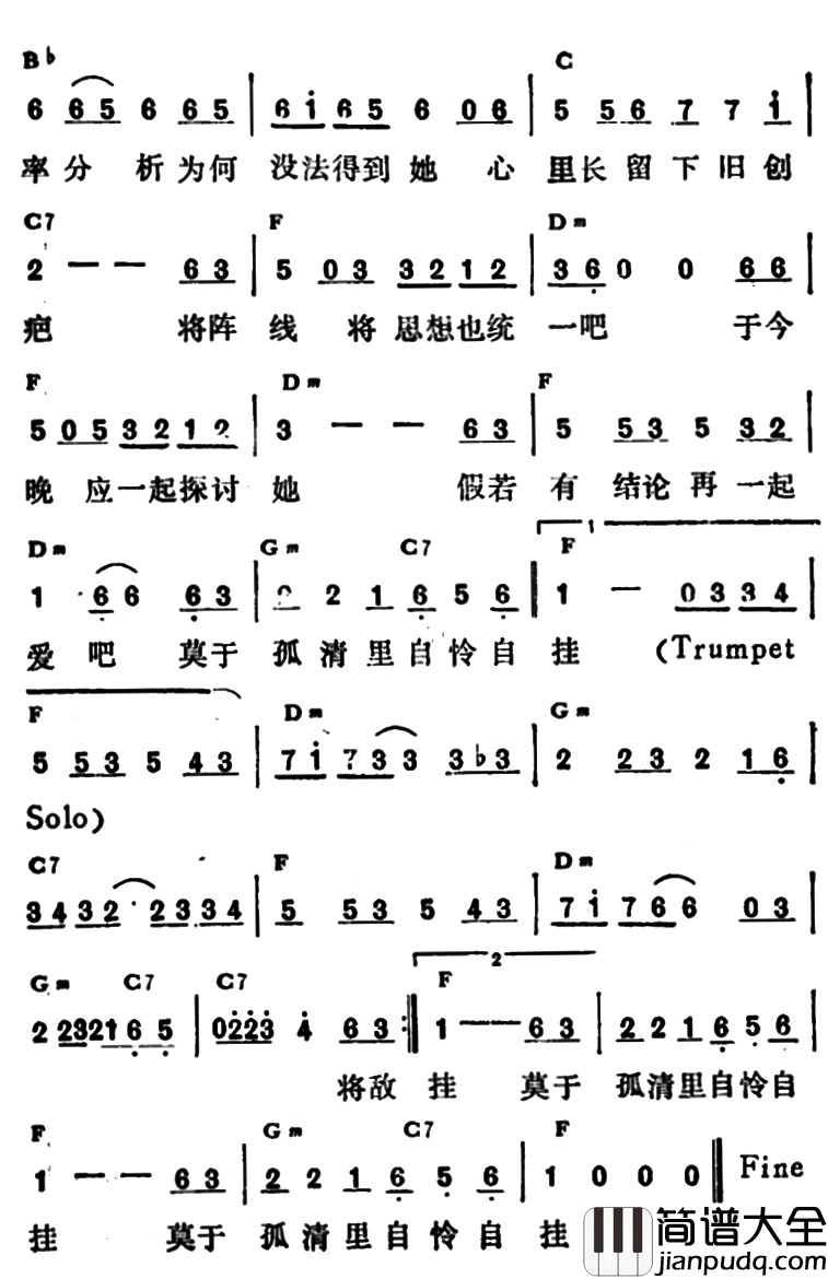 失恋简谱_草蜢演唱