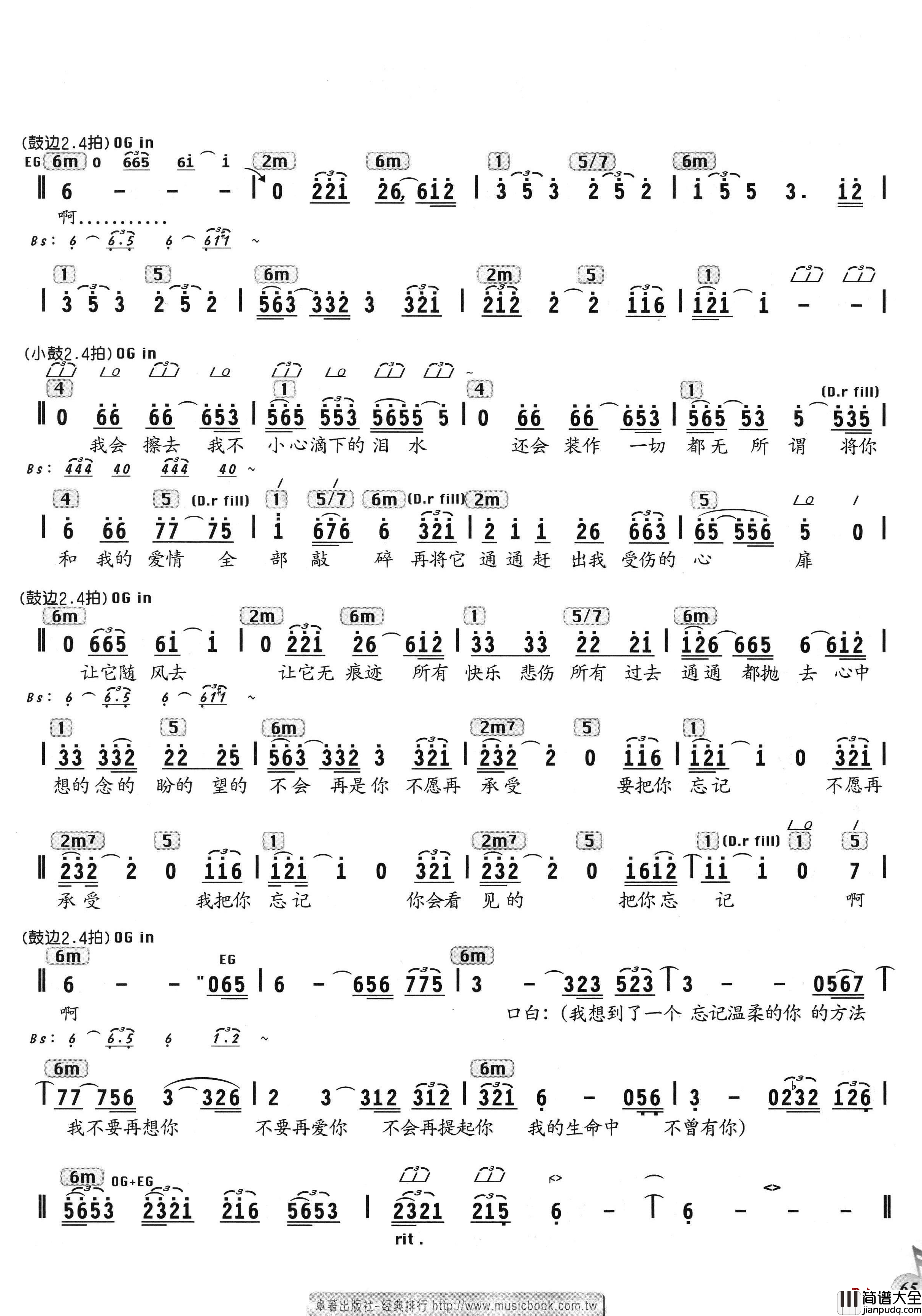 浪人情歌简谱_吴俊霖演唱