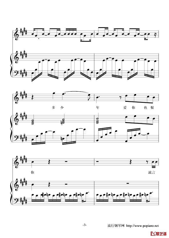 冷战简谱_正谱王菲_