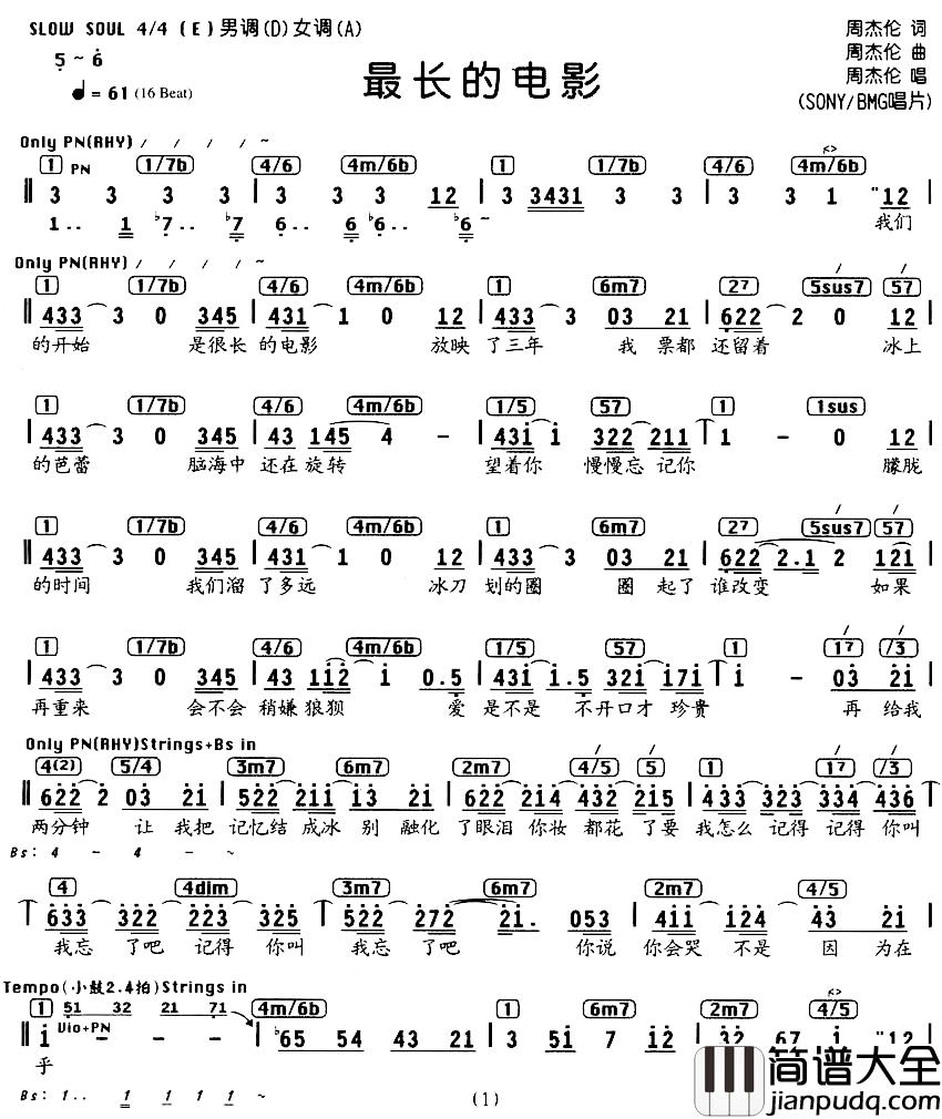 最长的电影简谱_编配乐谱周杰伦_