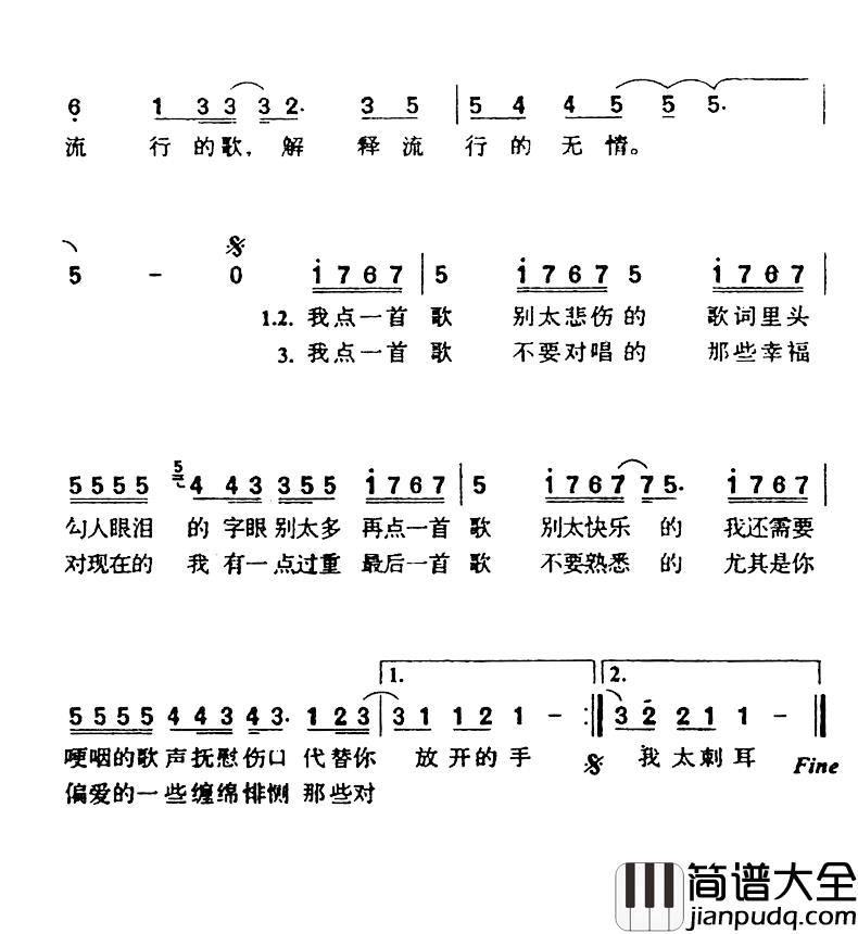 点歌简谱_谢铭佑词/谢霆锋曲谢霆锋_