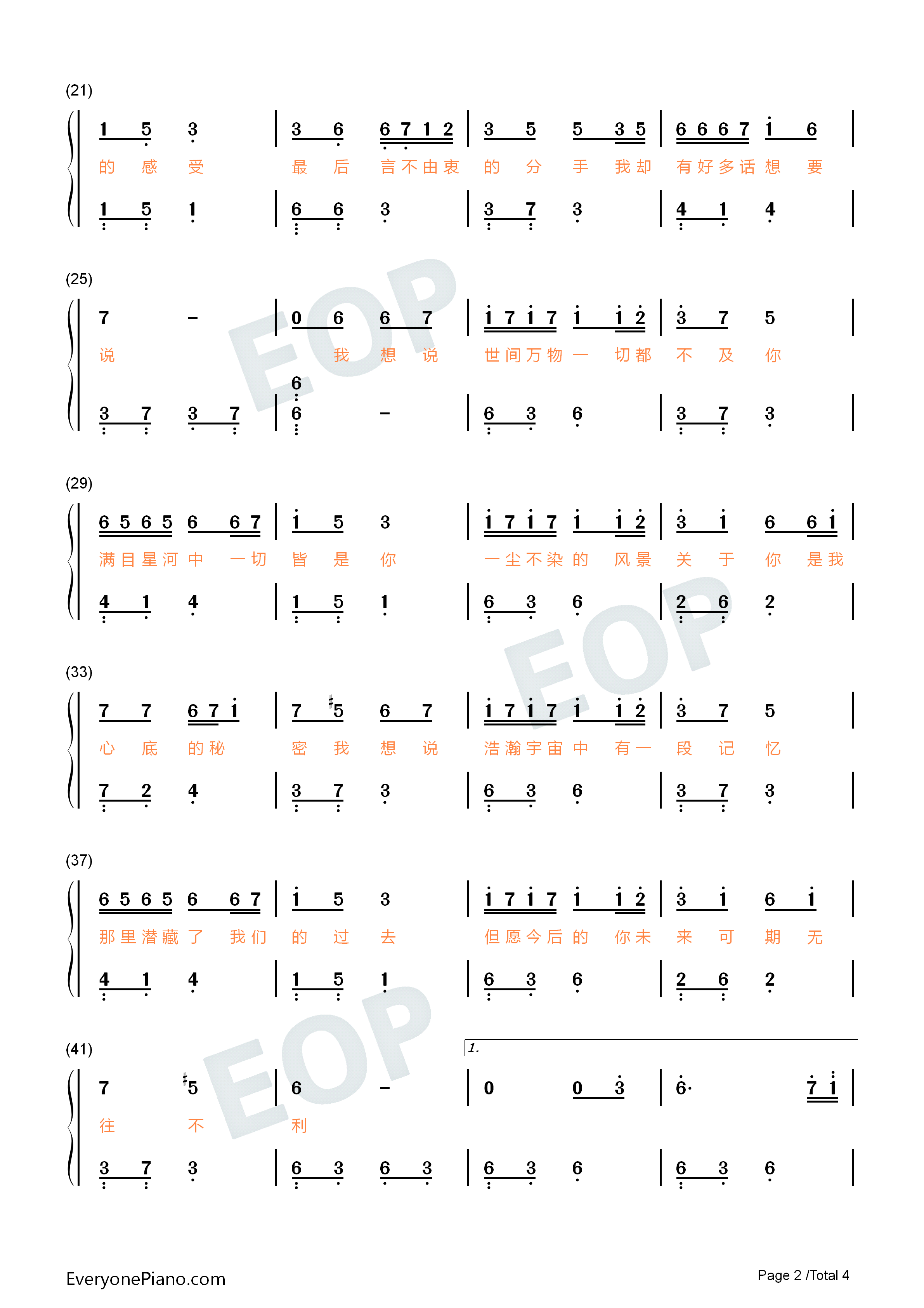 满目星辰皆是你钢琴简谱_LKer林柯演唱