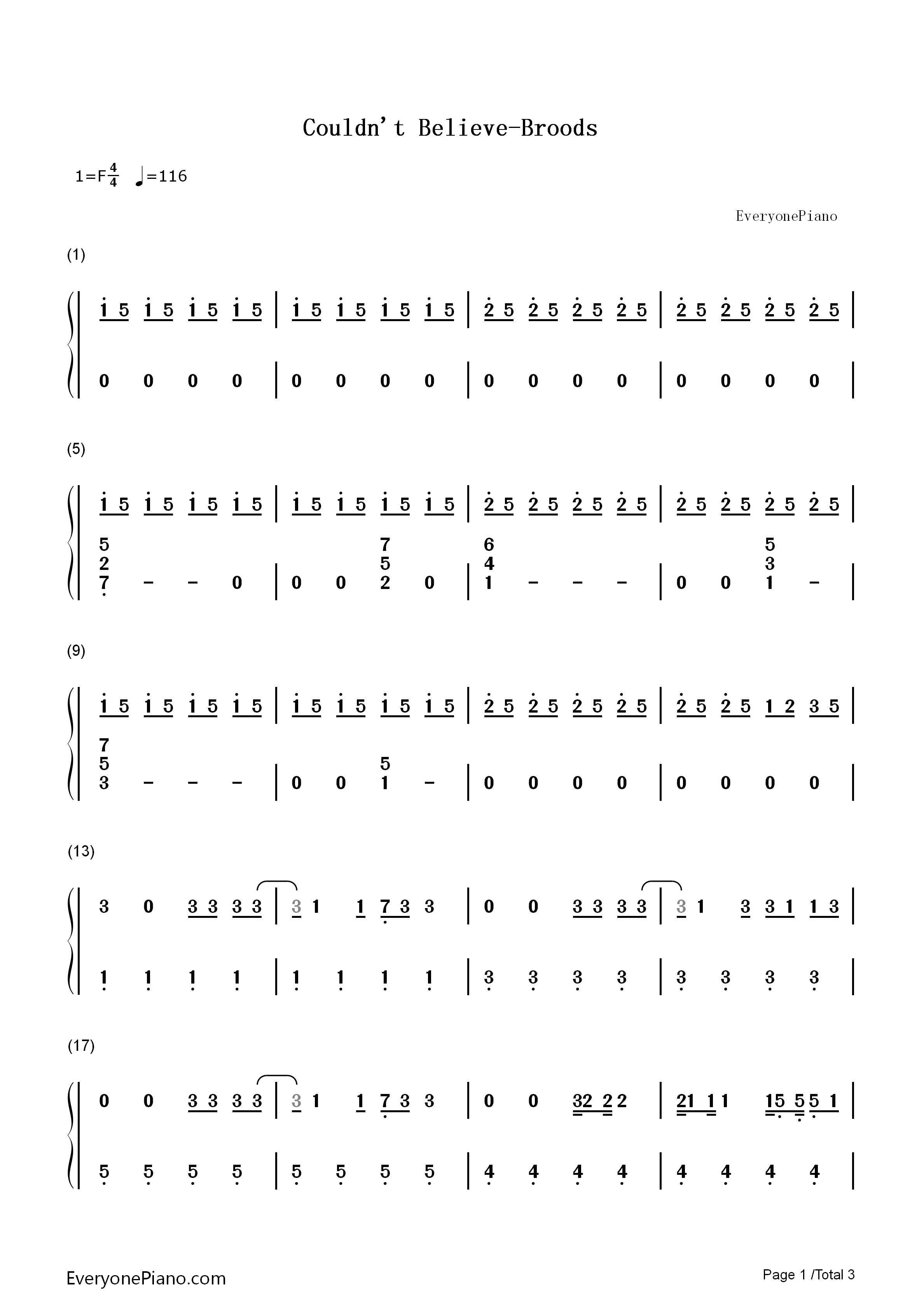 Couldn't_Believe钢琴简谱_Broods演唱