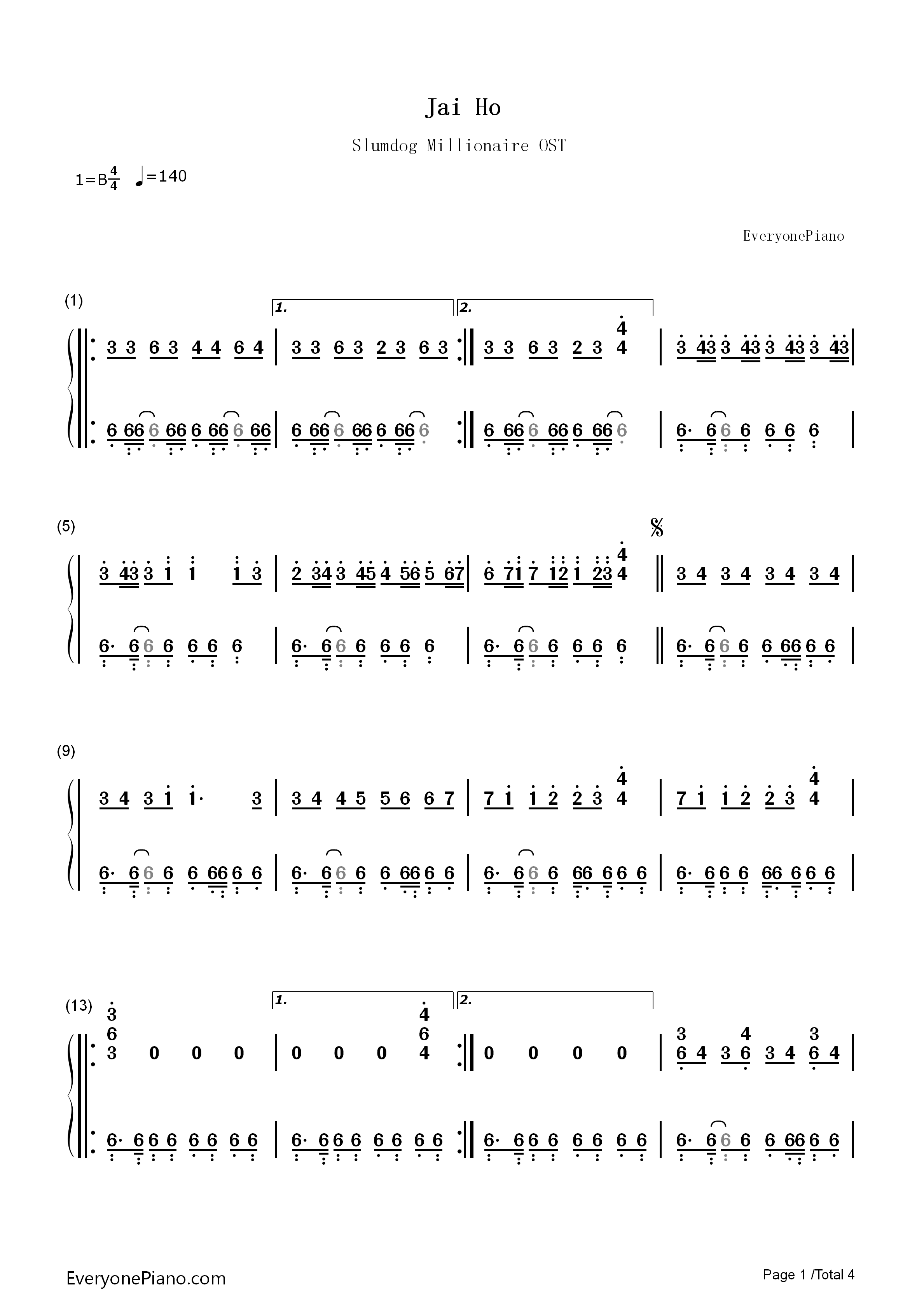 Jai_Ho钢琴简谱_M.I.A演唱
