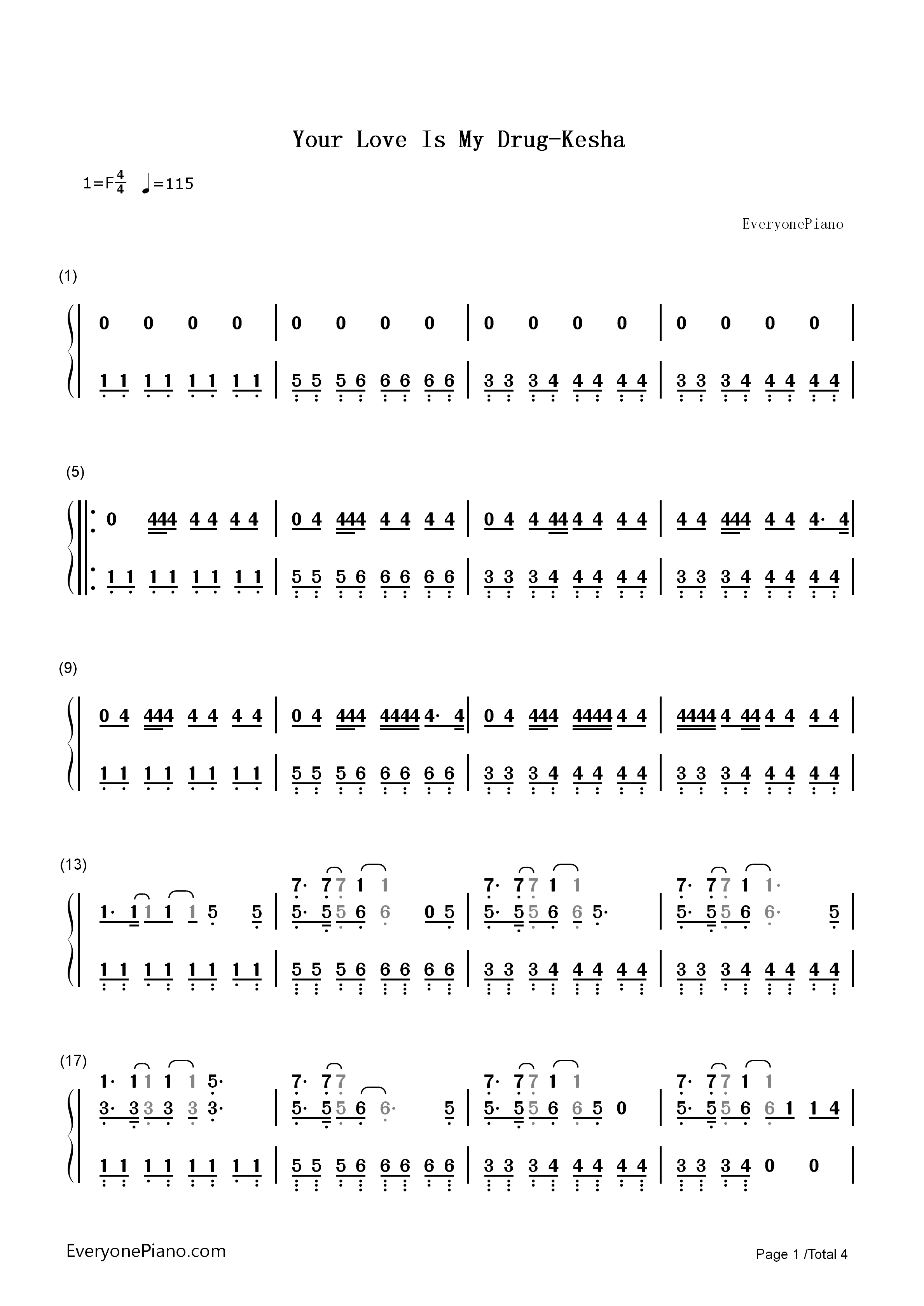 Your_Love_Is_My_Drug钢琴简谱_Kesha演唱