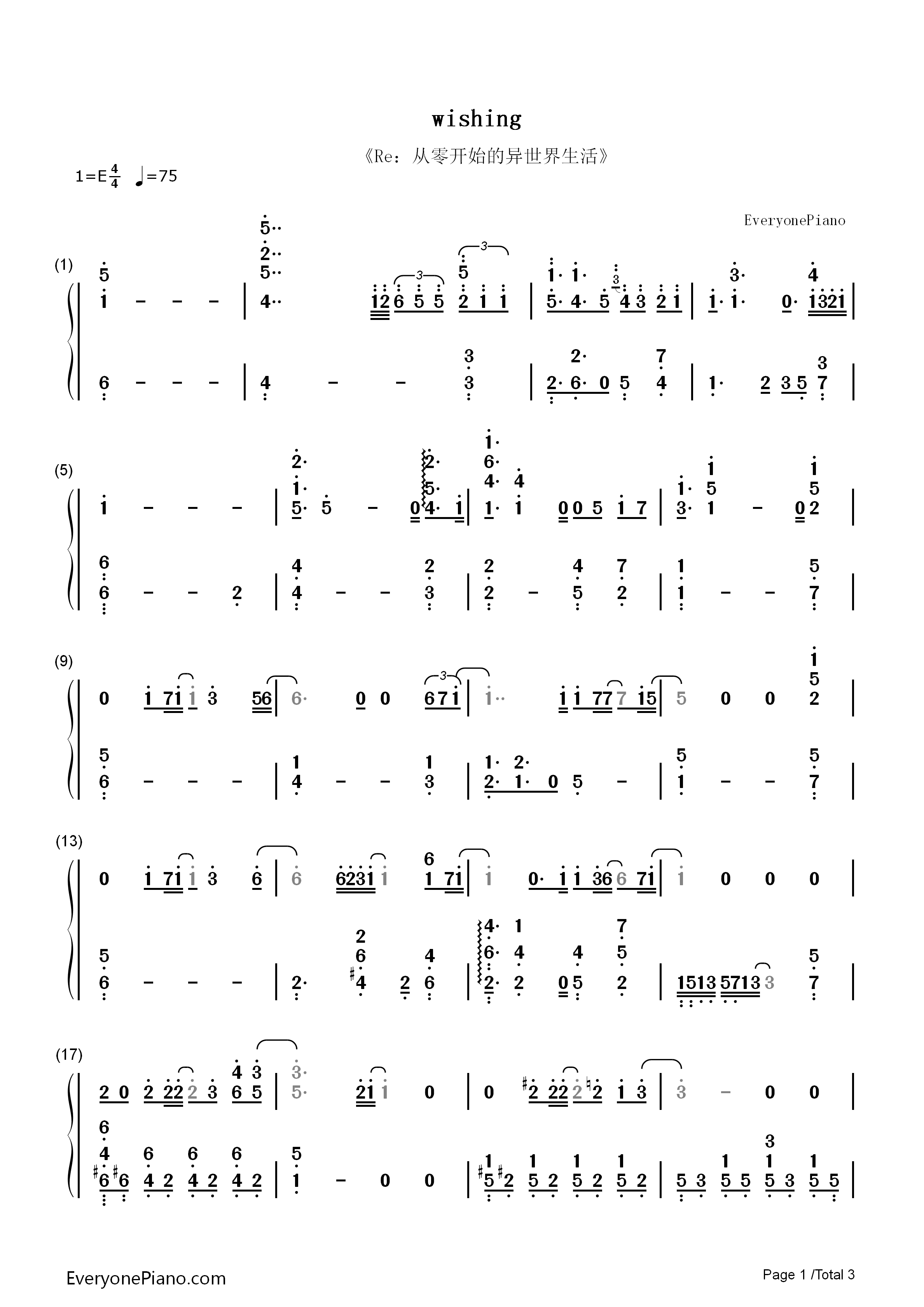 Wishing钢琴简谱_水濑祈演唱