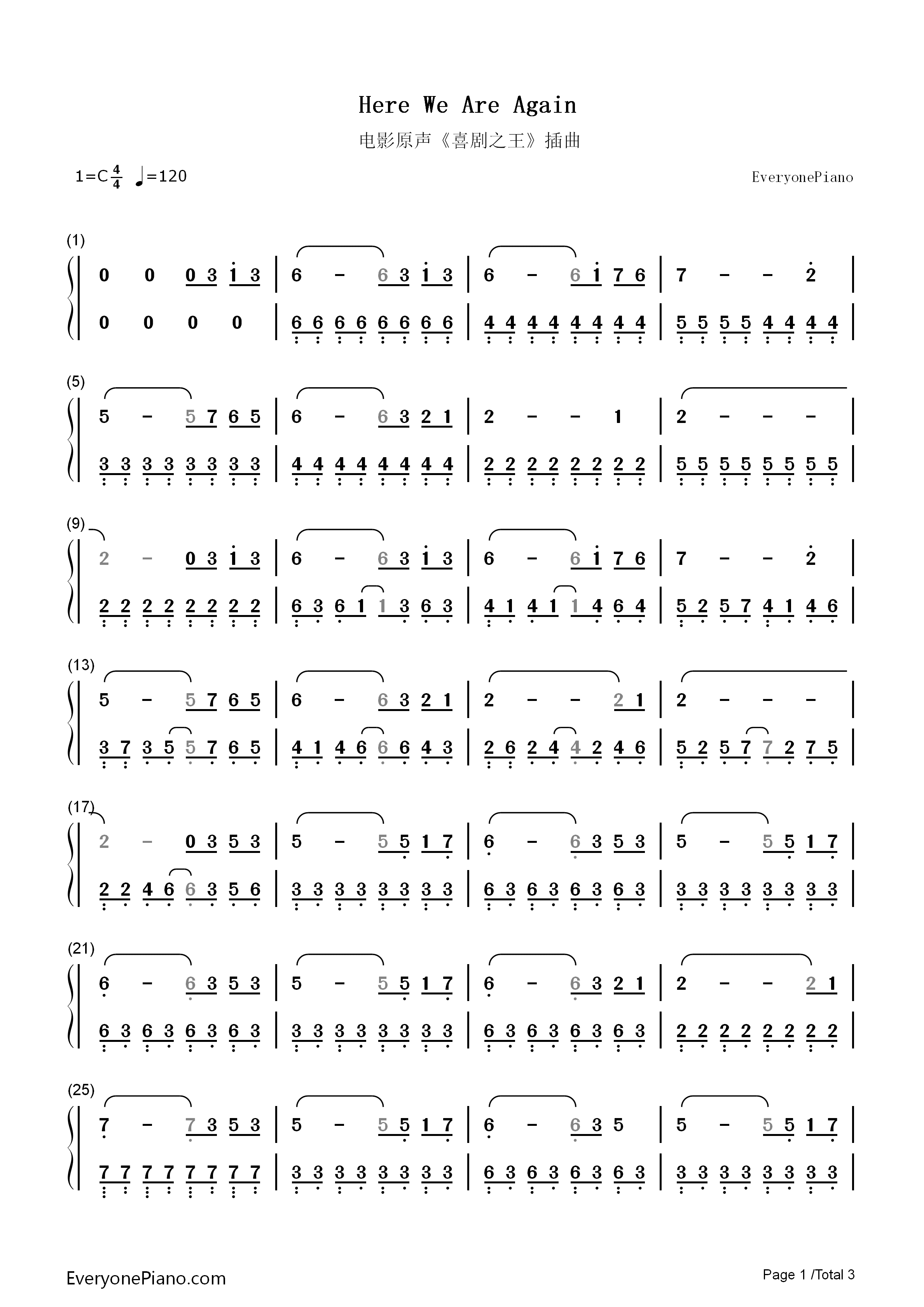 Here_We_Are_Again钢琴简谱_日向大介演唱