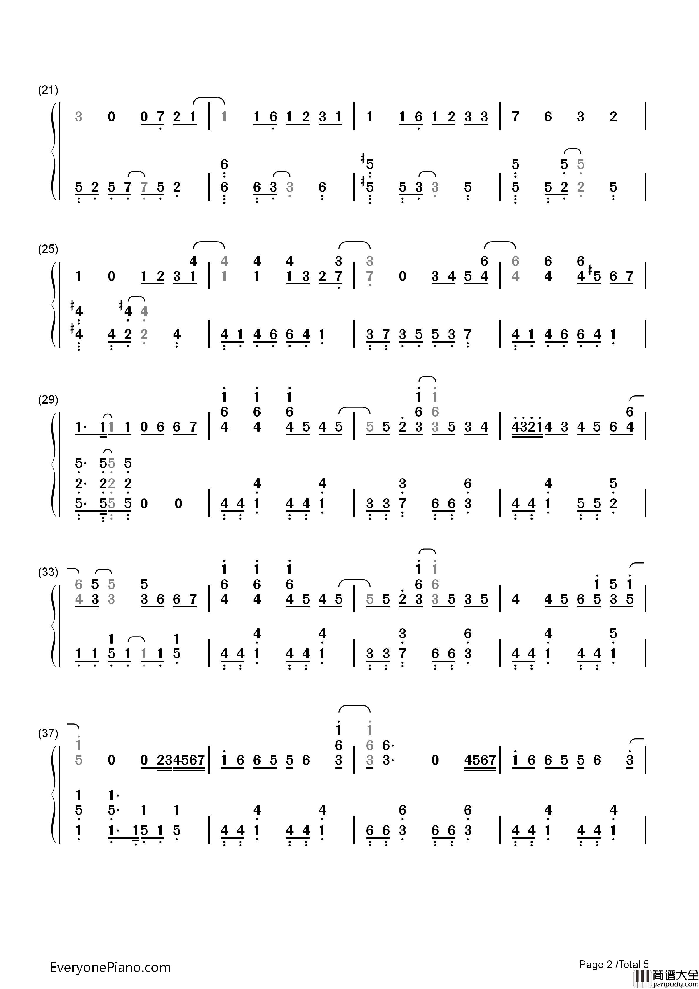 Jungle_P钢琴简谱_5050演唱