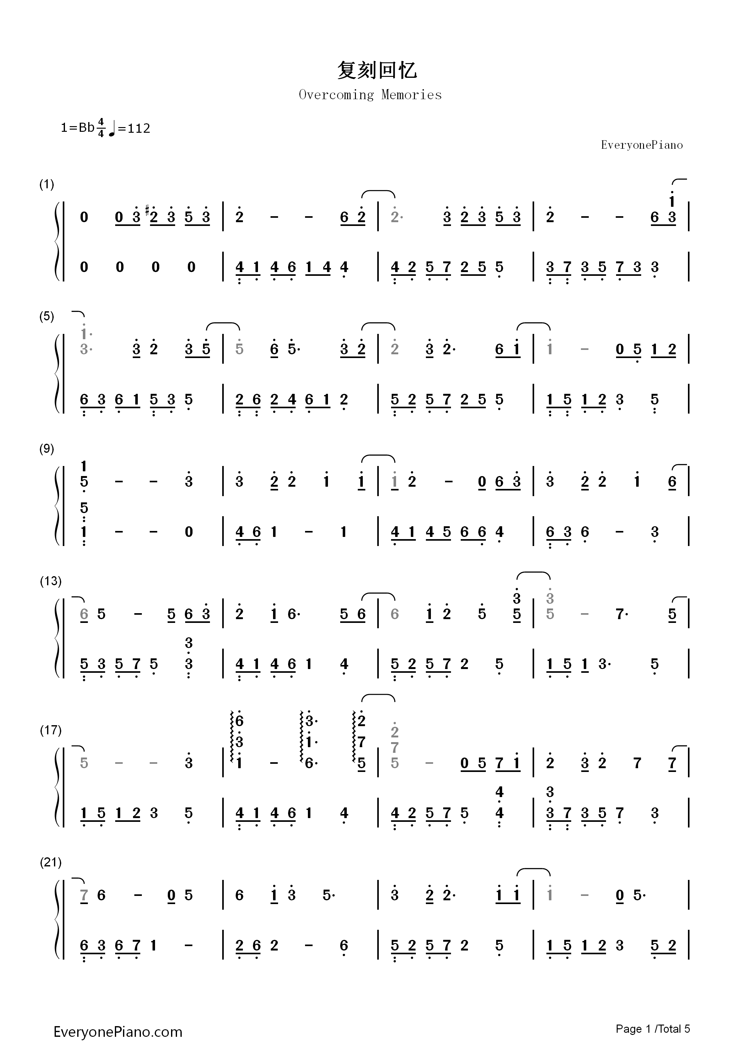 复刻回忆钢琴简谱_薛凯琪演唱