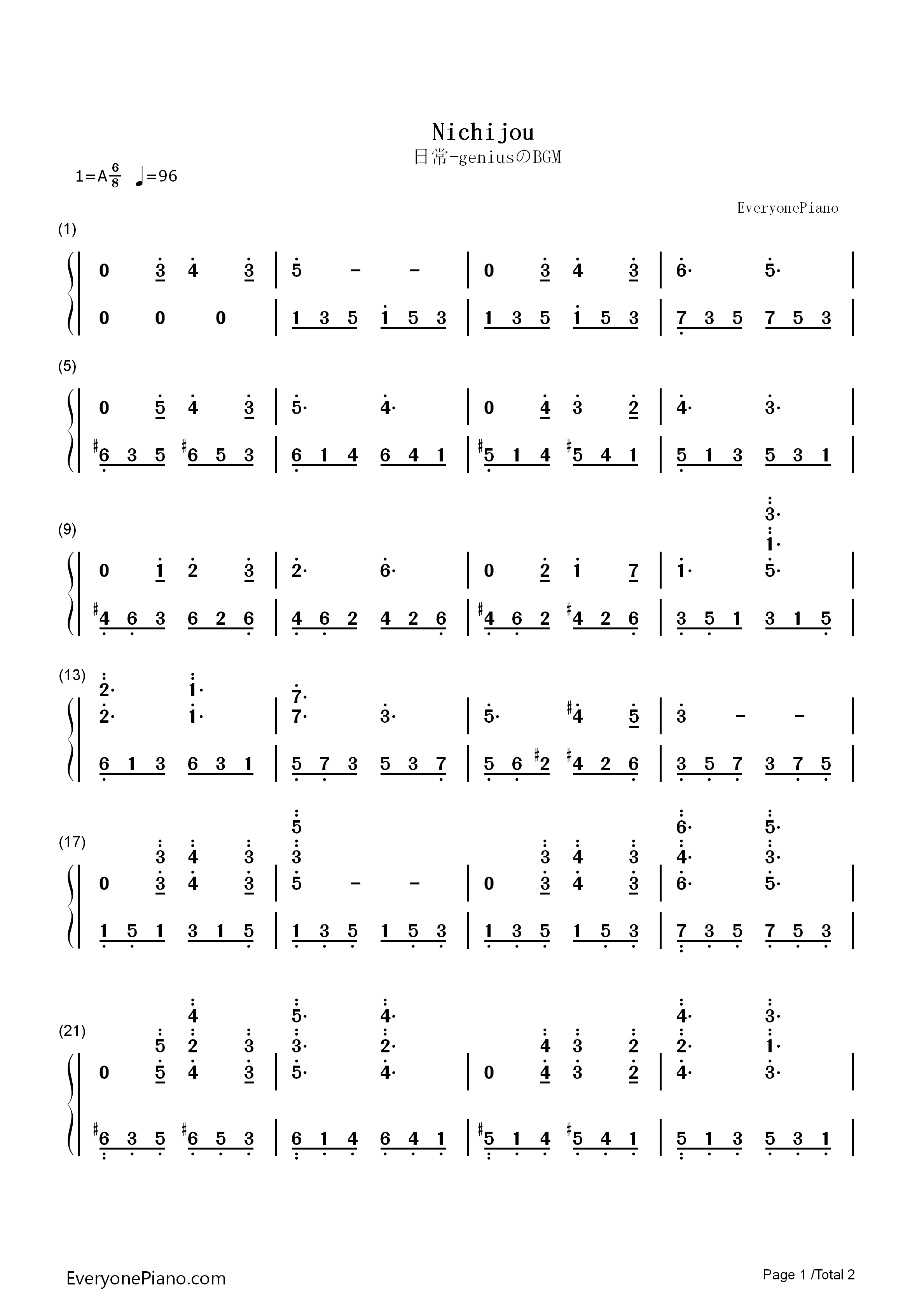 Genius插曲钢琴简谱_野见祐二演唱