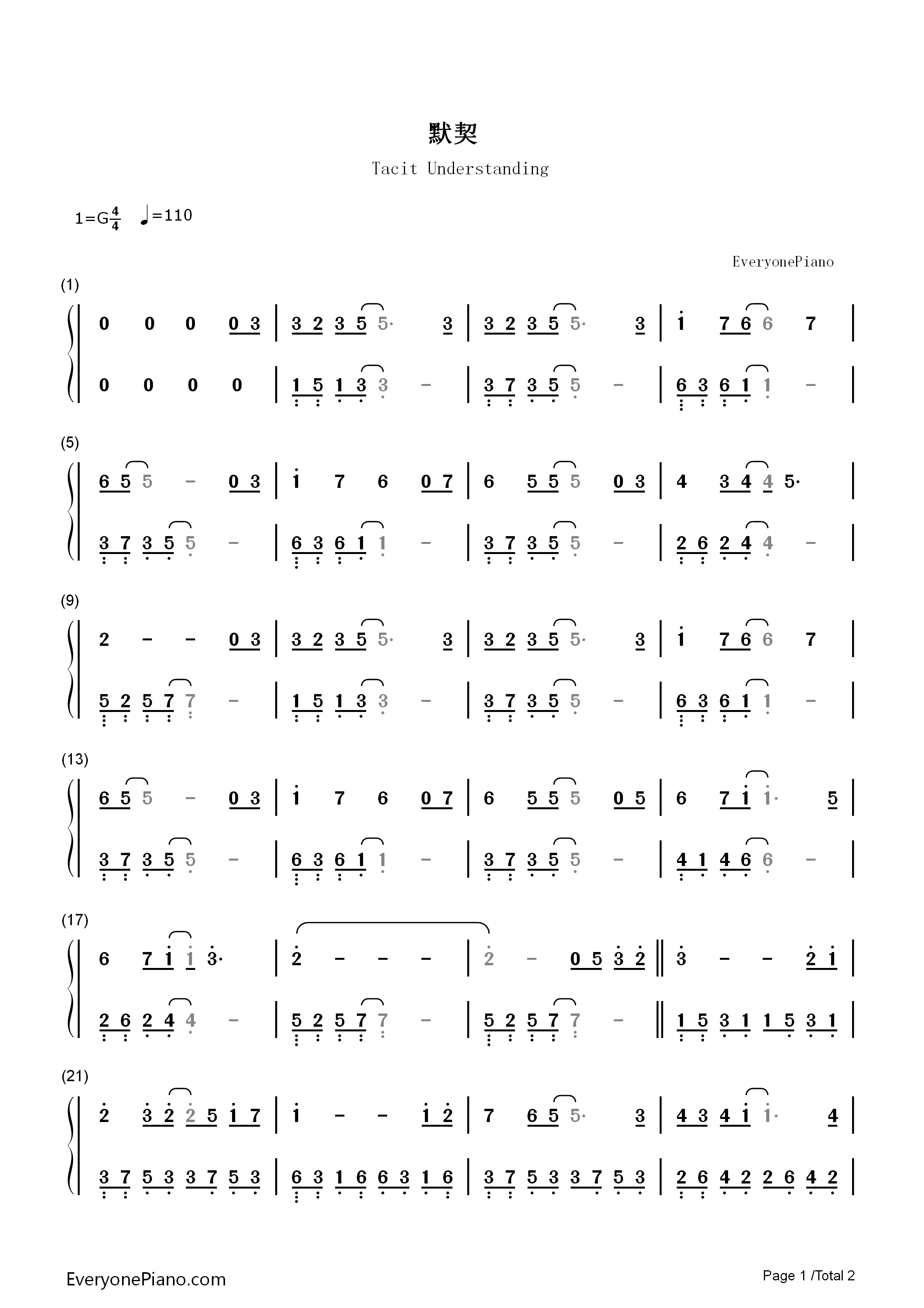 默契钢琴简谱_郑秀文演唱