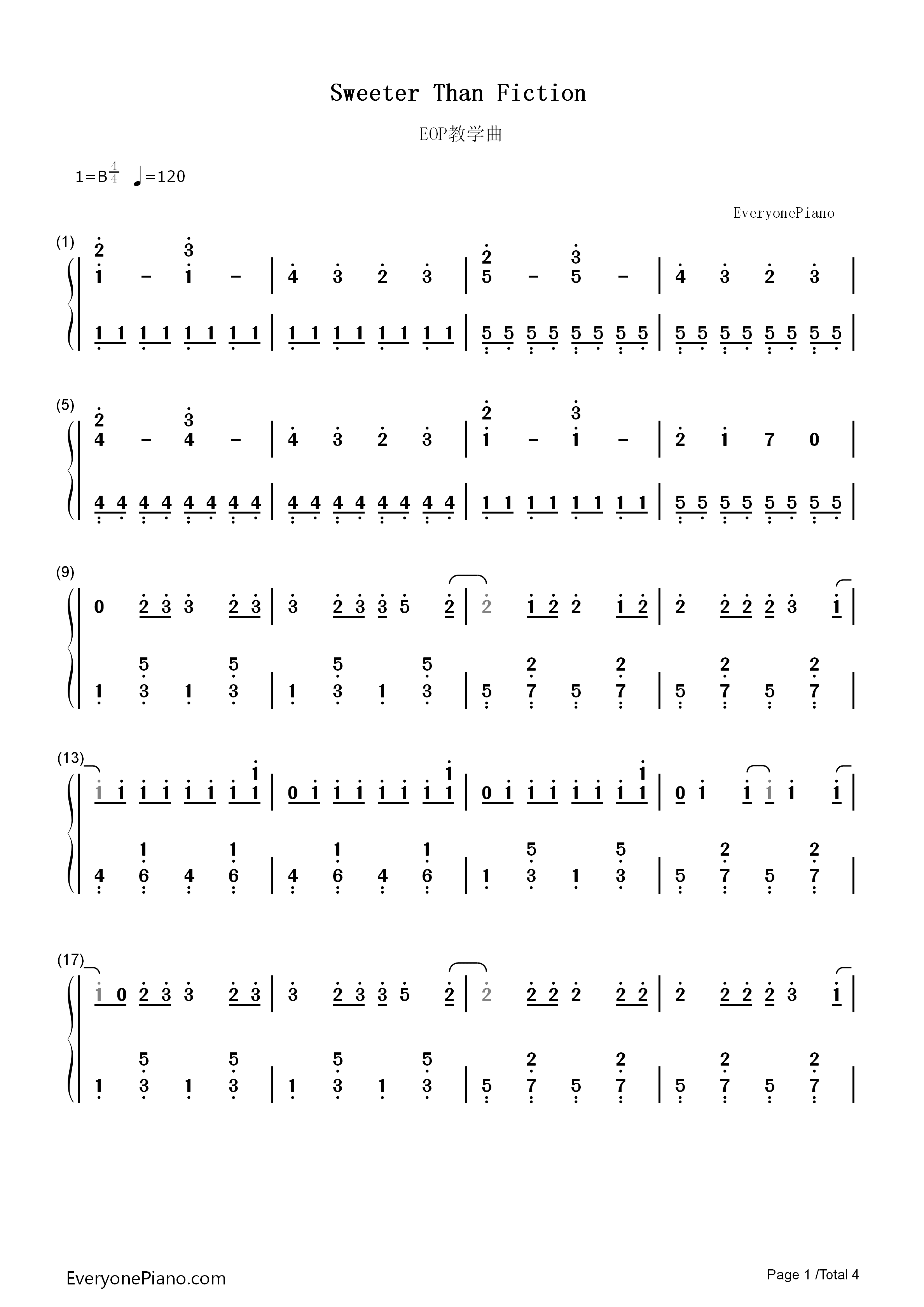 Sweeter_Than_Fiction钢琴简谱_Taylor_Swift演唱