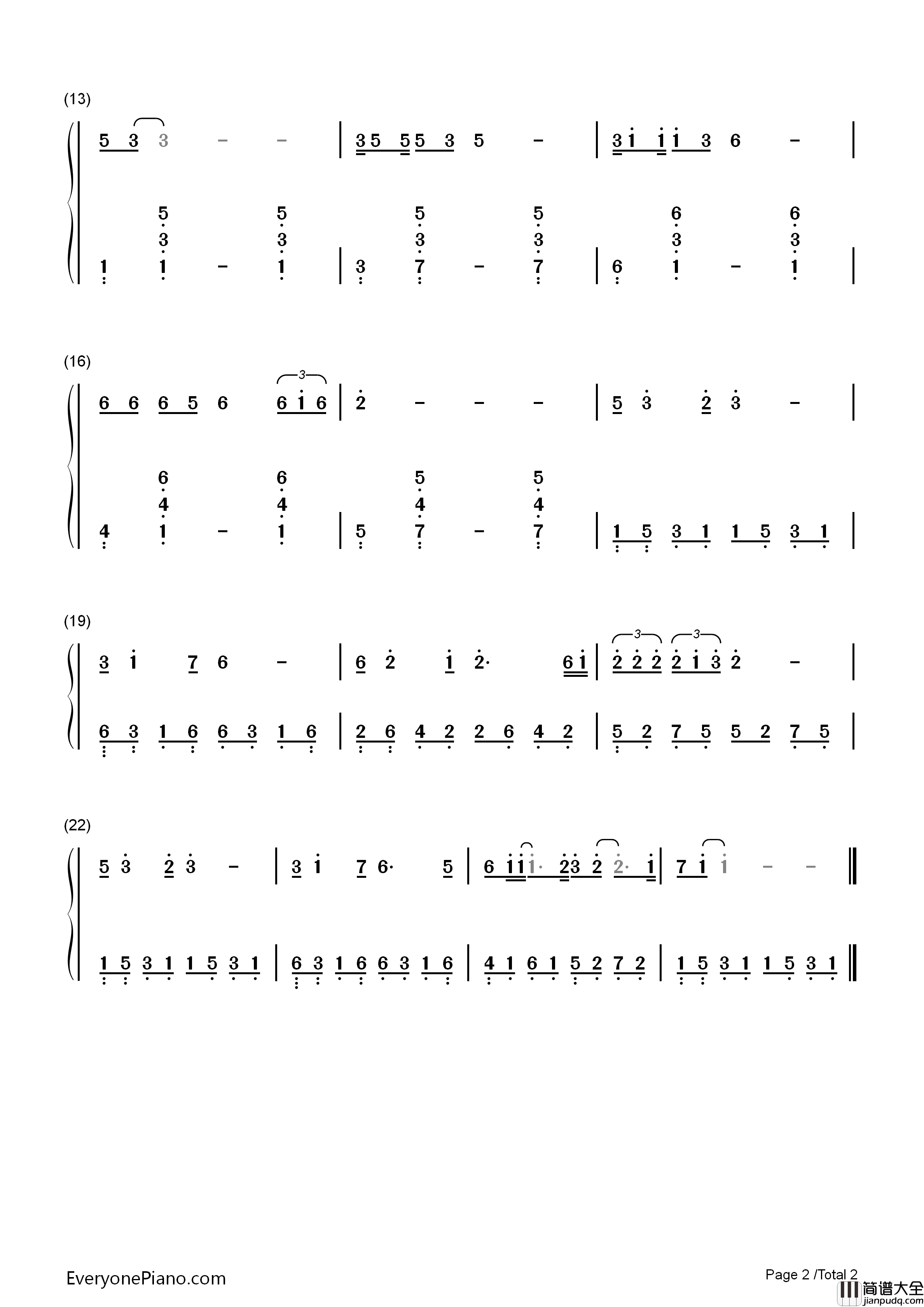 感恩的心钢琴简谱_欧阳菲菲演唱