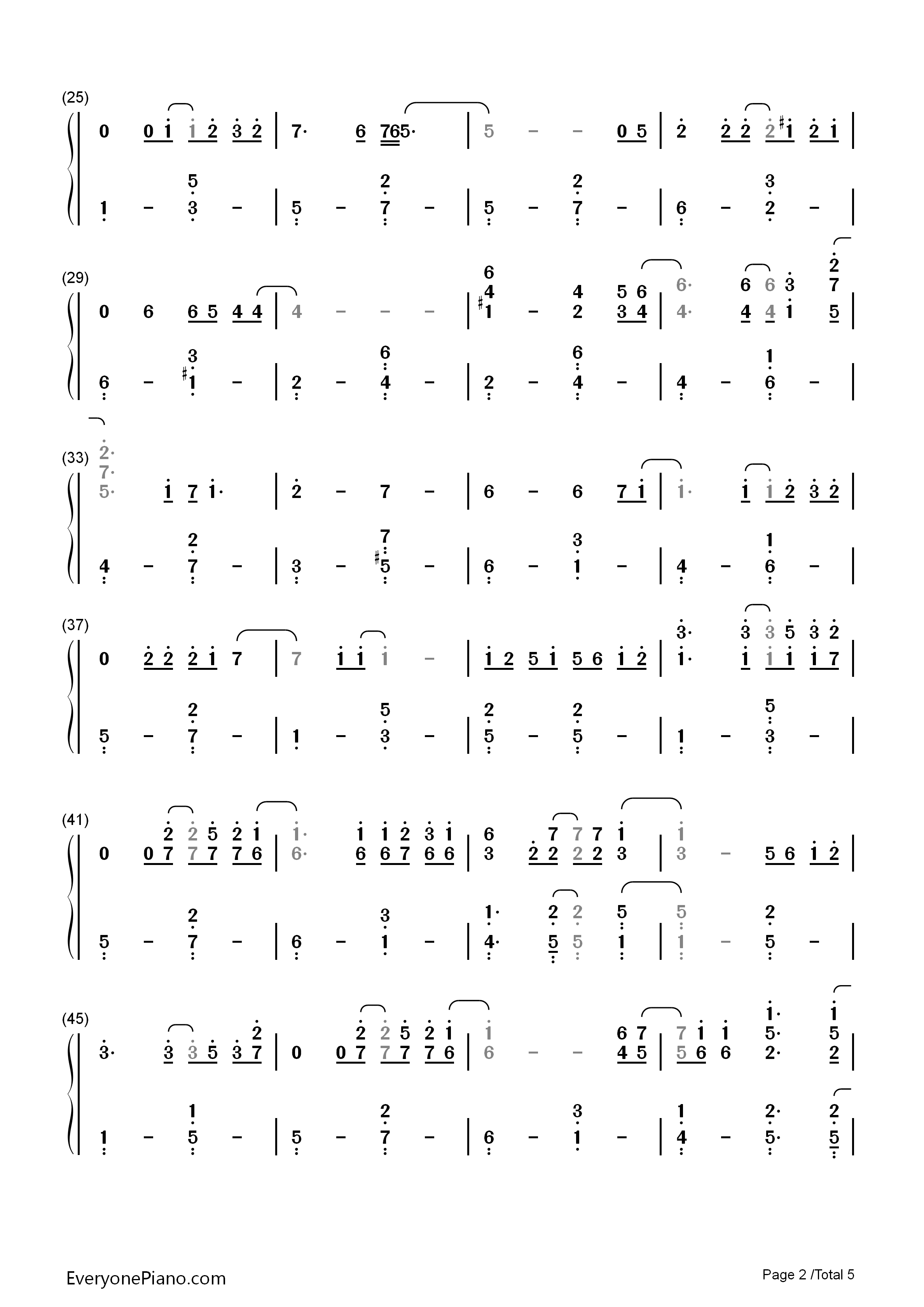 很爱很爱你钢琴简谱_刘若英演唱