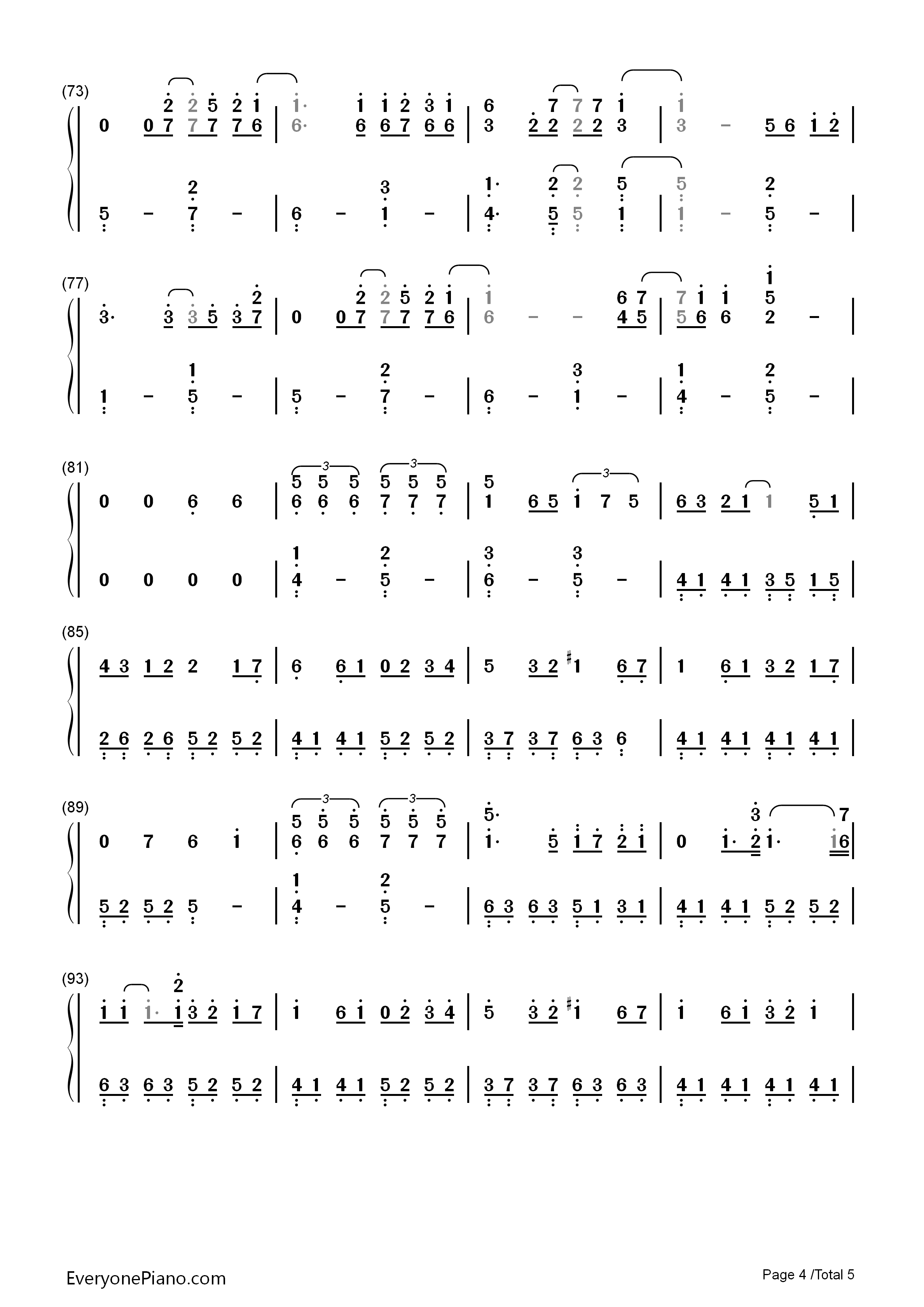 很爱很爱你钢琴简谱_刘若英演唱