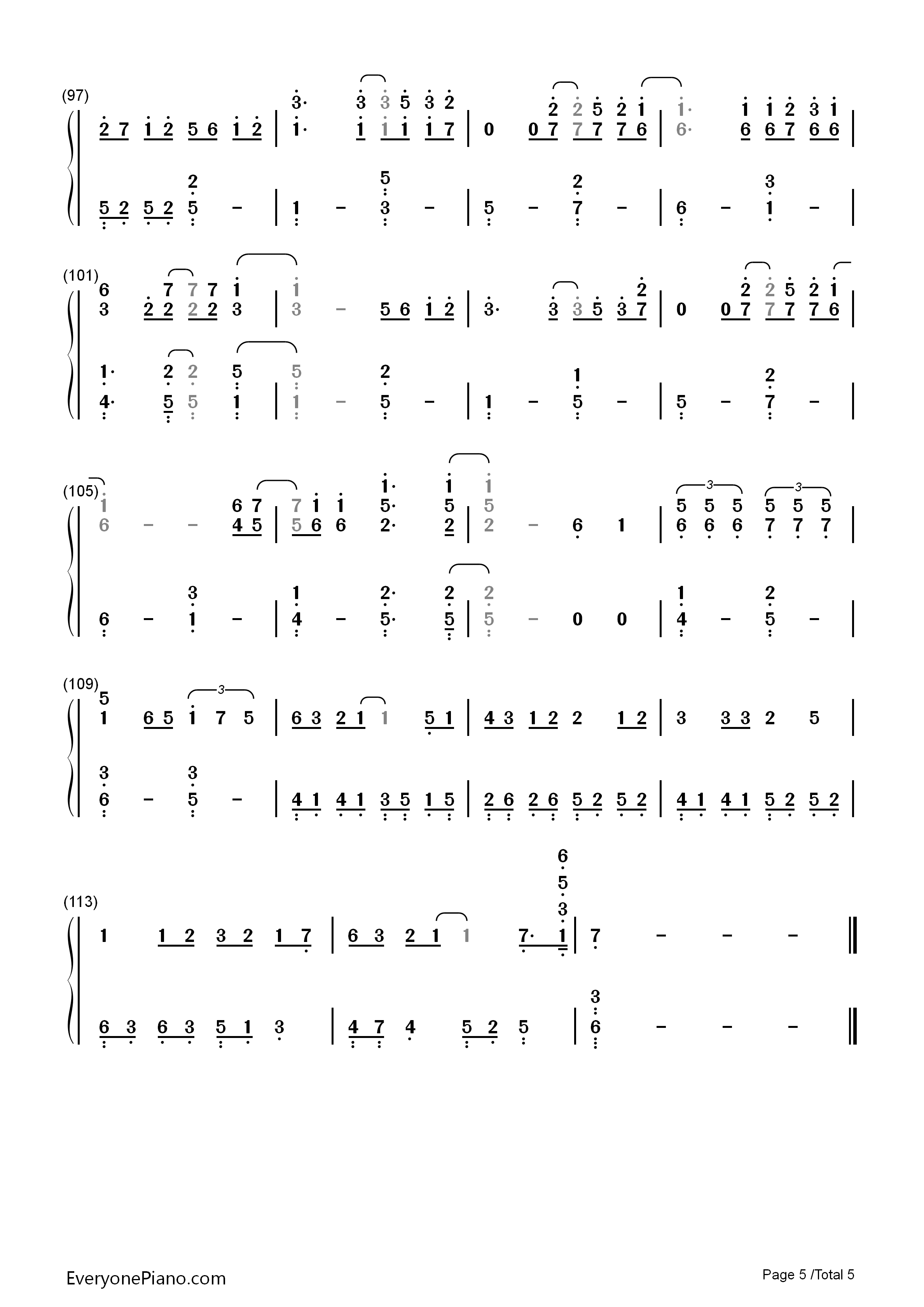 很爱很爱你钢琴简谱_刘若英演唱