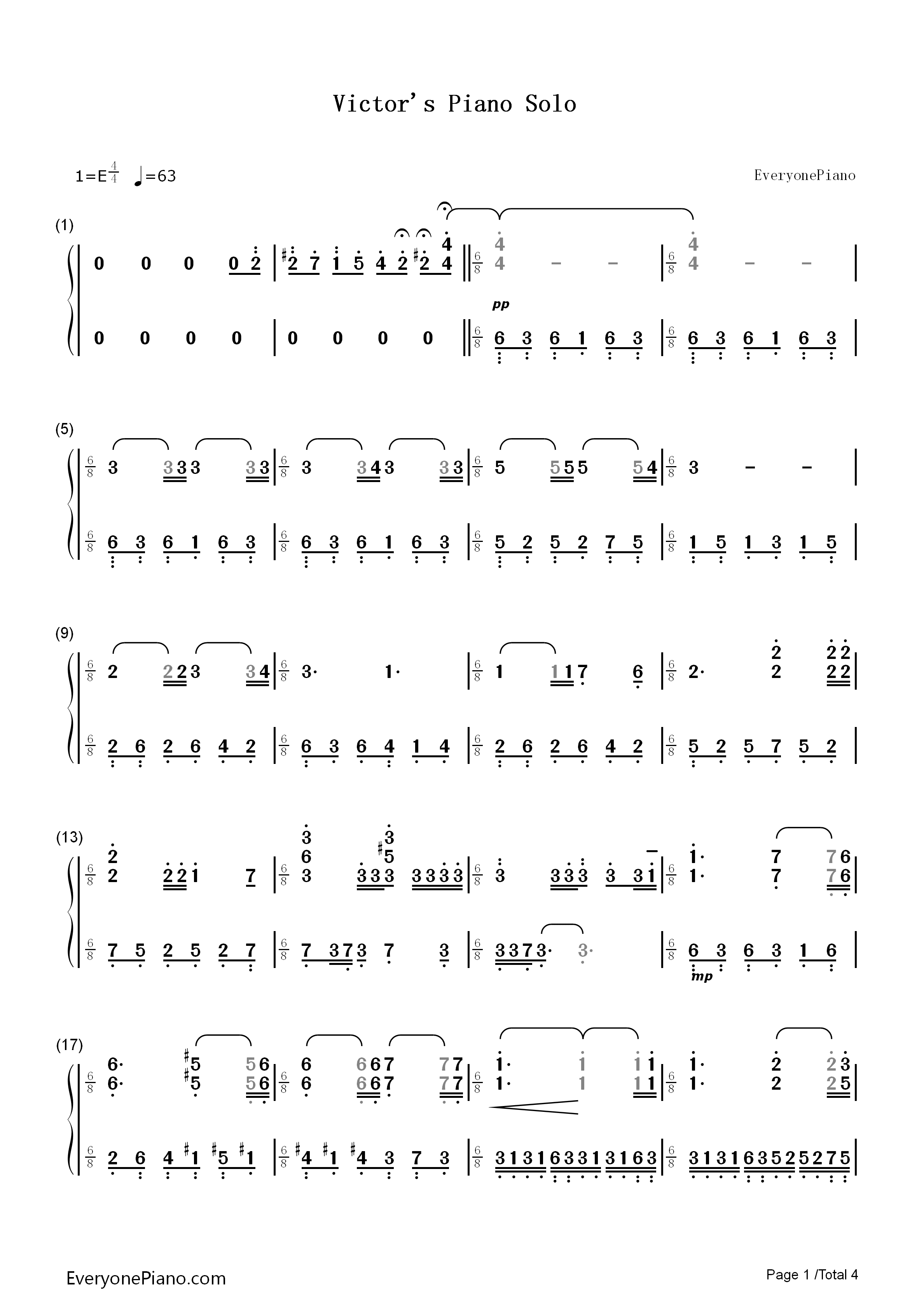 Victor's_Piano_Solo钢琴简谱_Danny_Elfman演唱