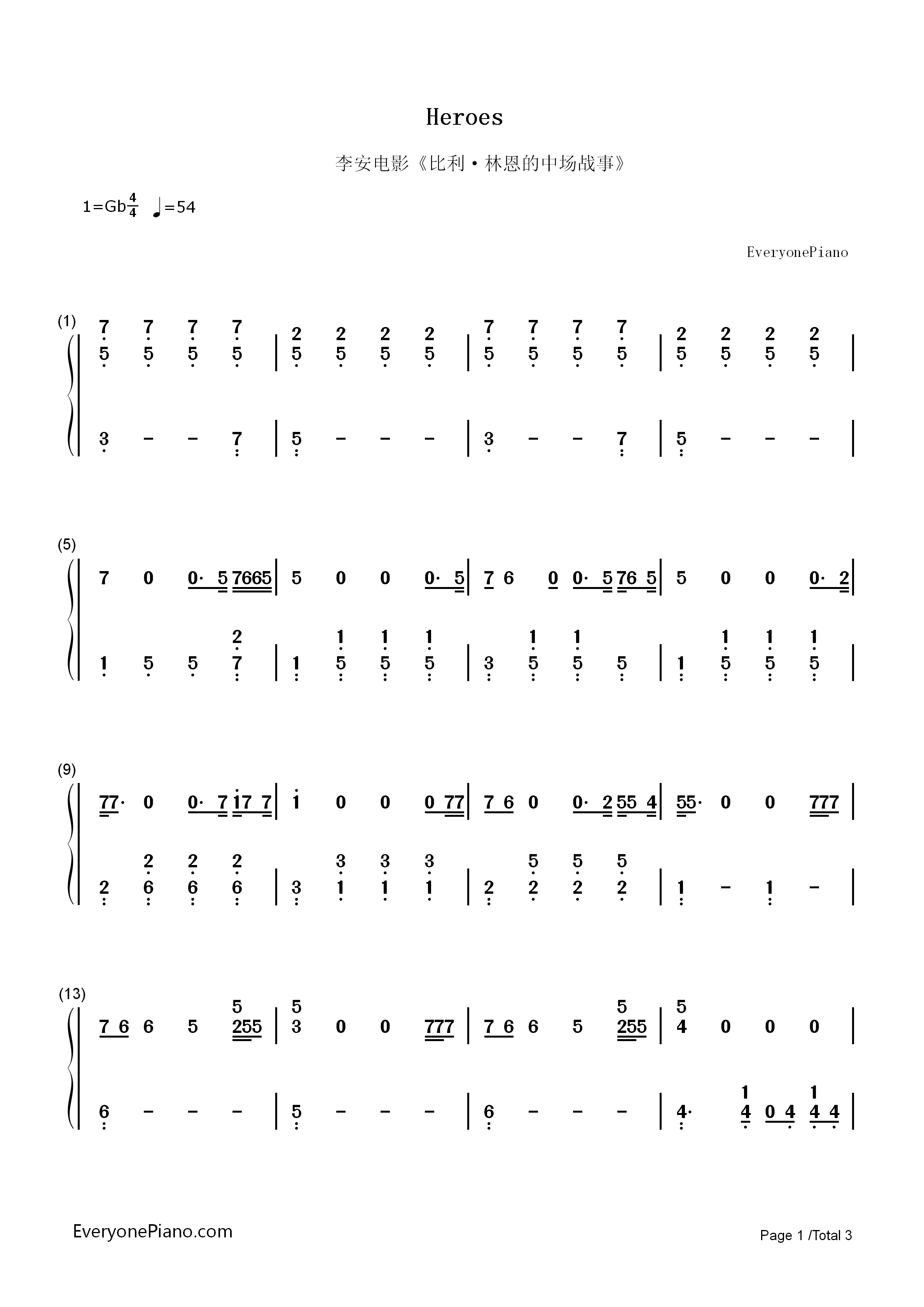 Heroes钢琴简谱_Scala_Kolacny_Brothers演唱