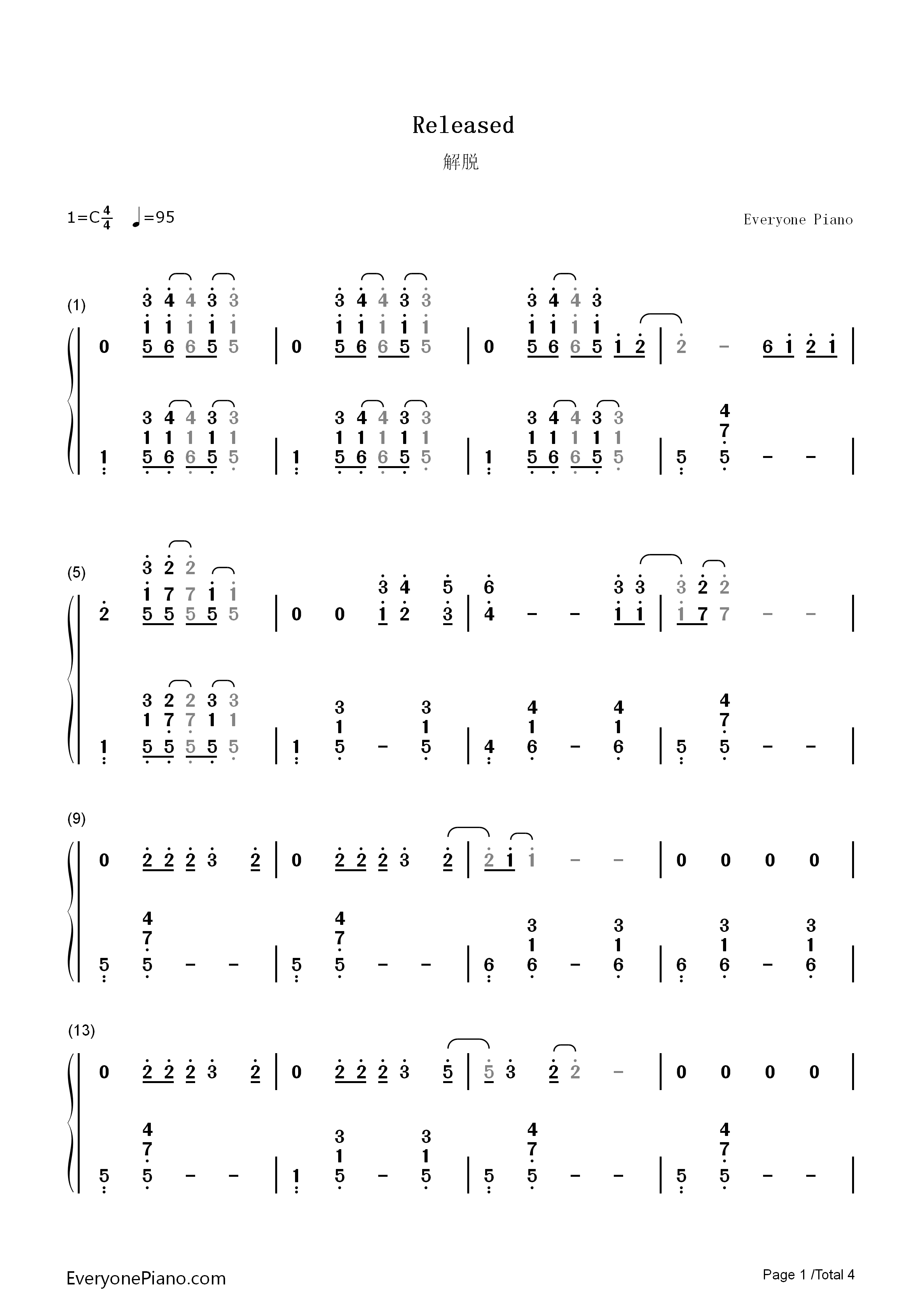 解脱钢琴简谱_张惠妹演唱
