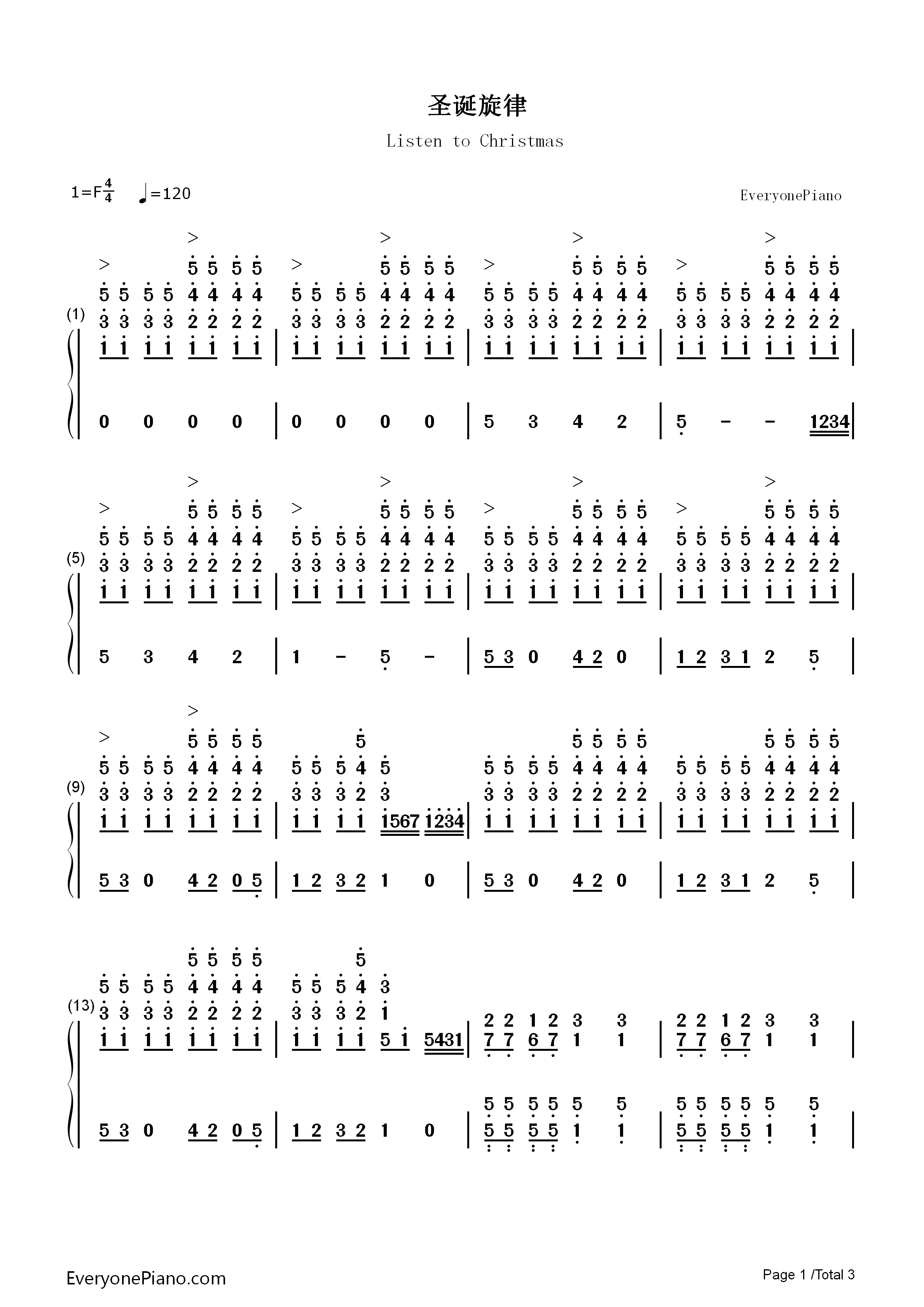 圣诞旋律钢琴简谱_Tim_Janis演唱