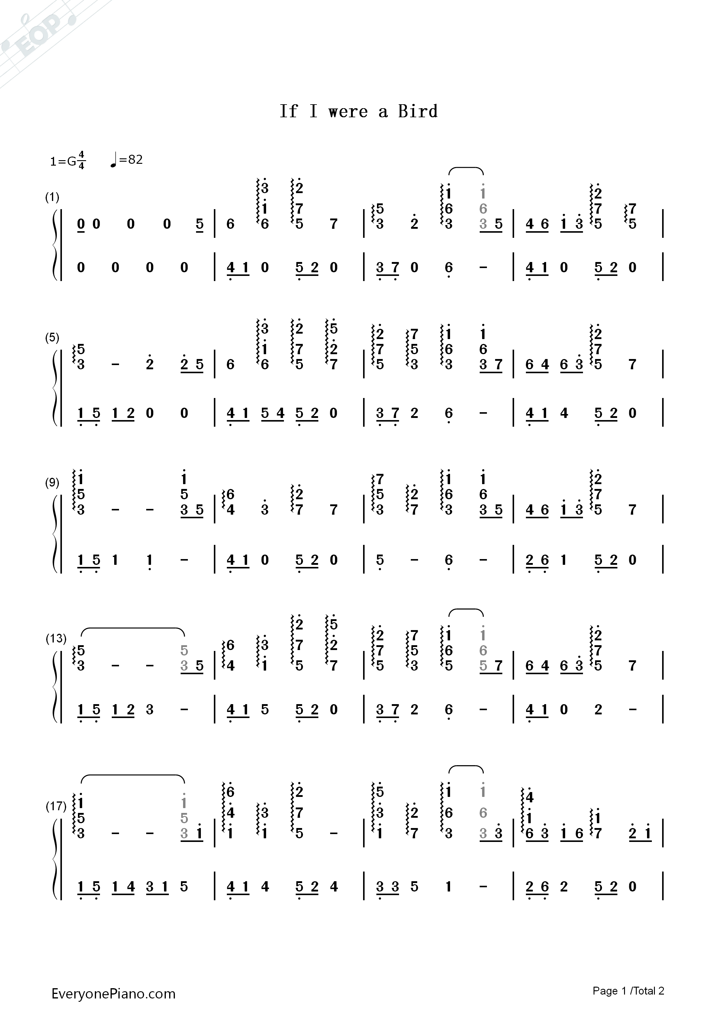 if_i_were_a_bird钢琴简谱_黑石瞳演唱