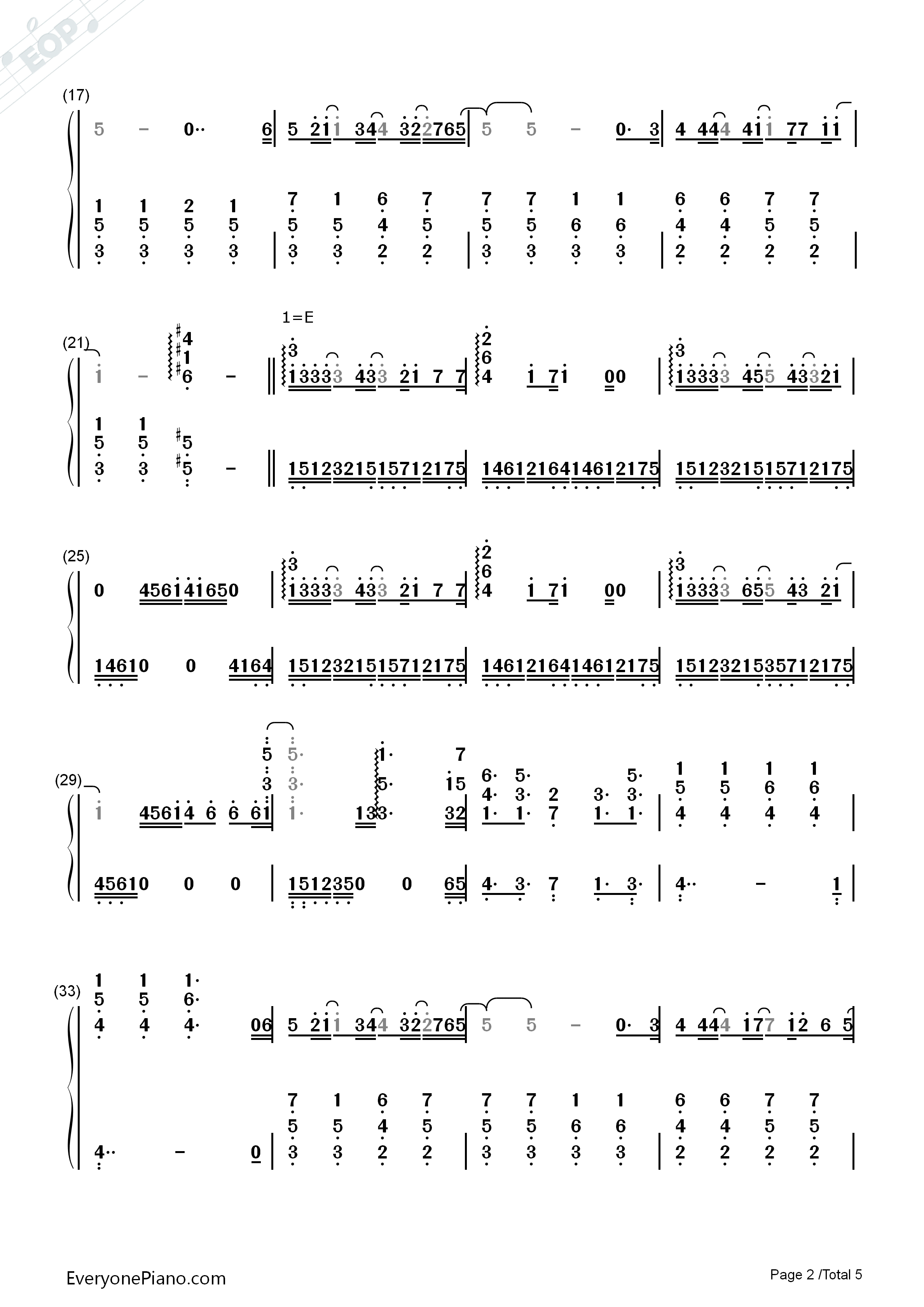 空の向こうに钢琴简谱_冈崎律子演唱