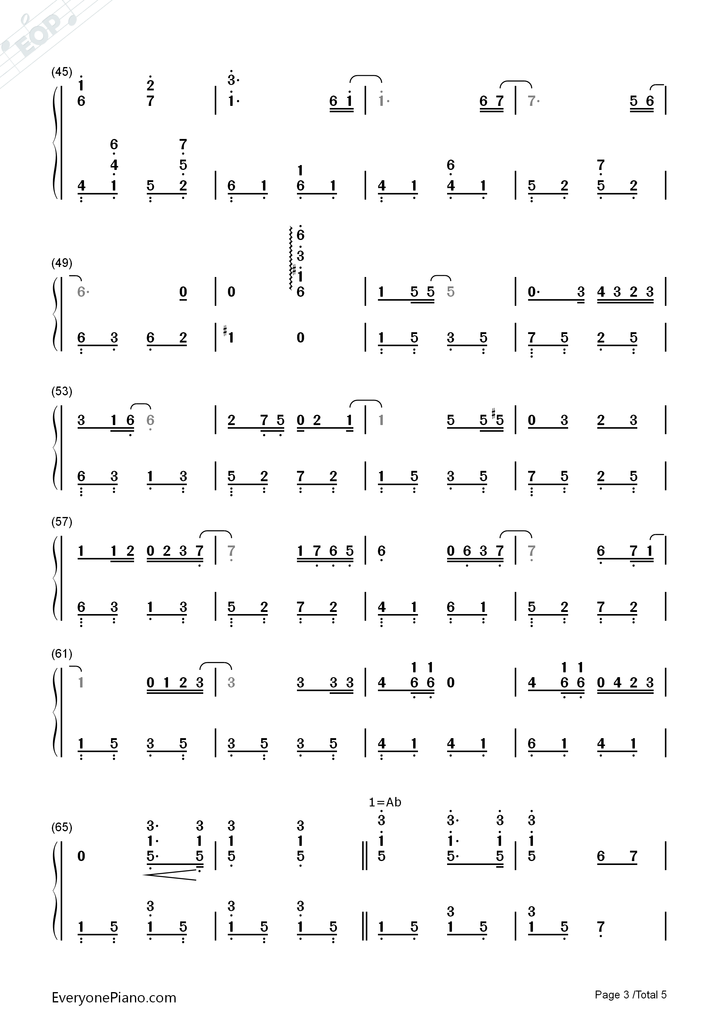 One_Night钢琴简谱_加贺谷_玲演唱