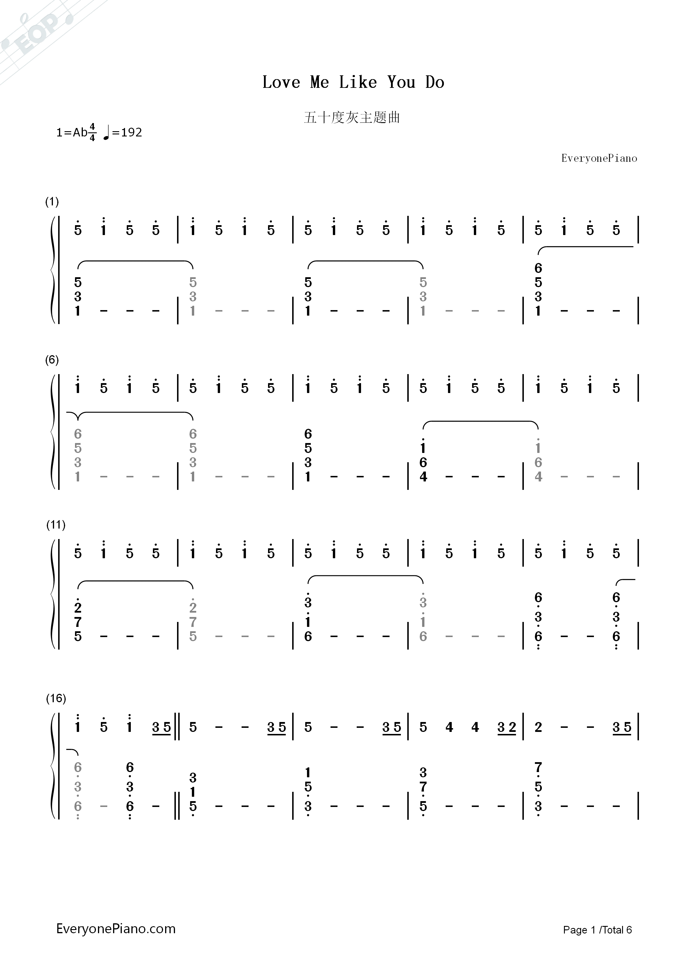 Love_Me_Like_You_Do钢琴简谱_Ellie_Goulding演唱
