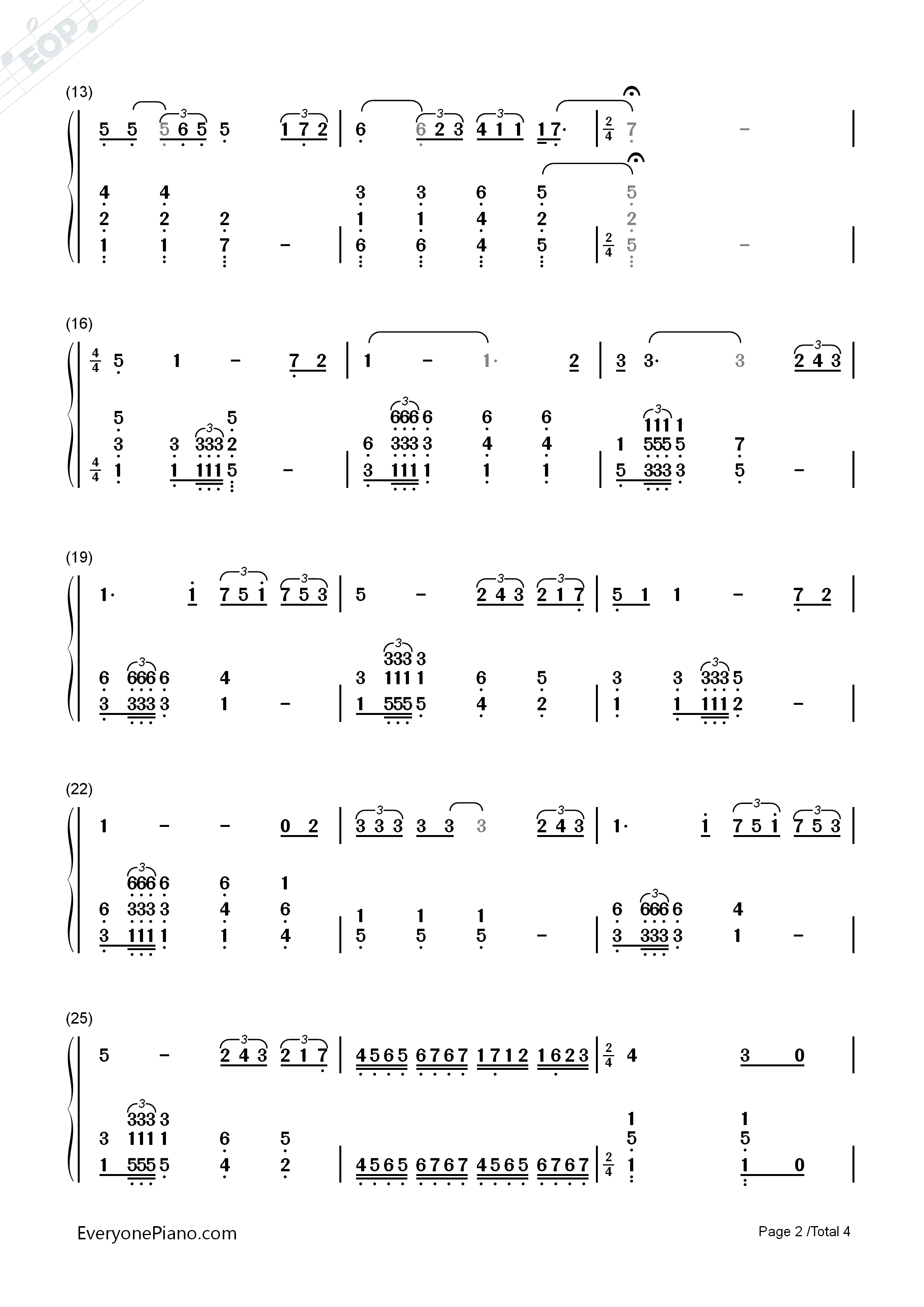 Time_to_Say_Goodbye钢琴简谱_安德烈·波伽利__莎拉·布莱曼演唱