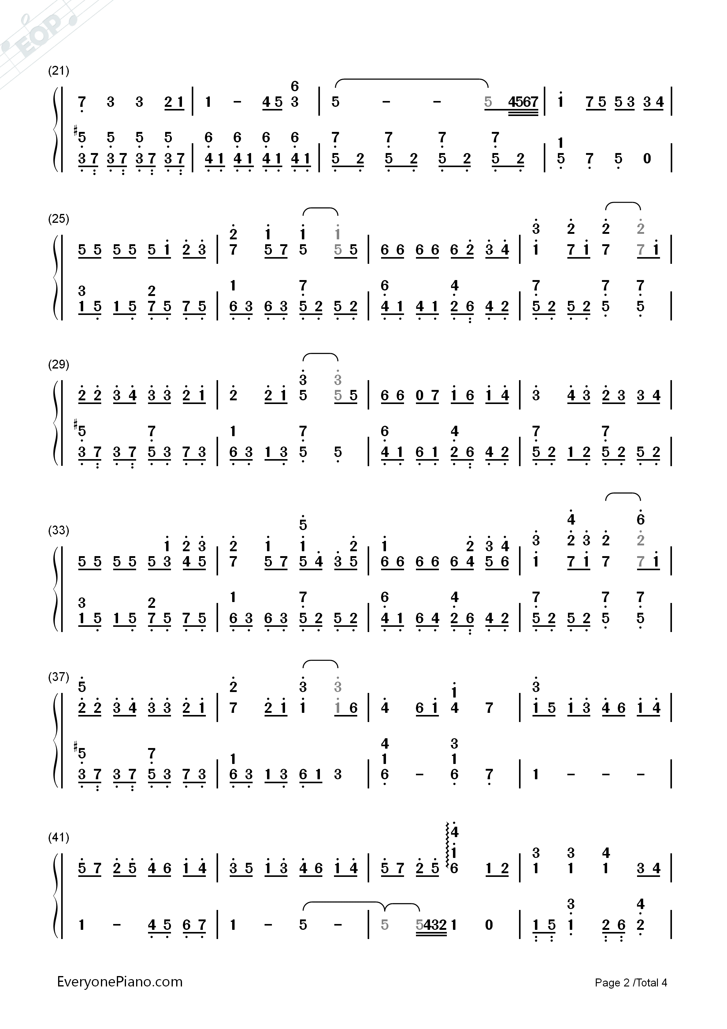 _故乡_钢琴简谱_岚ARASHI演唱