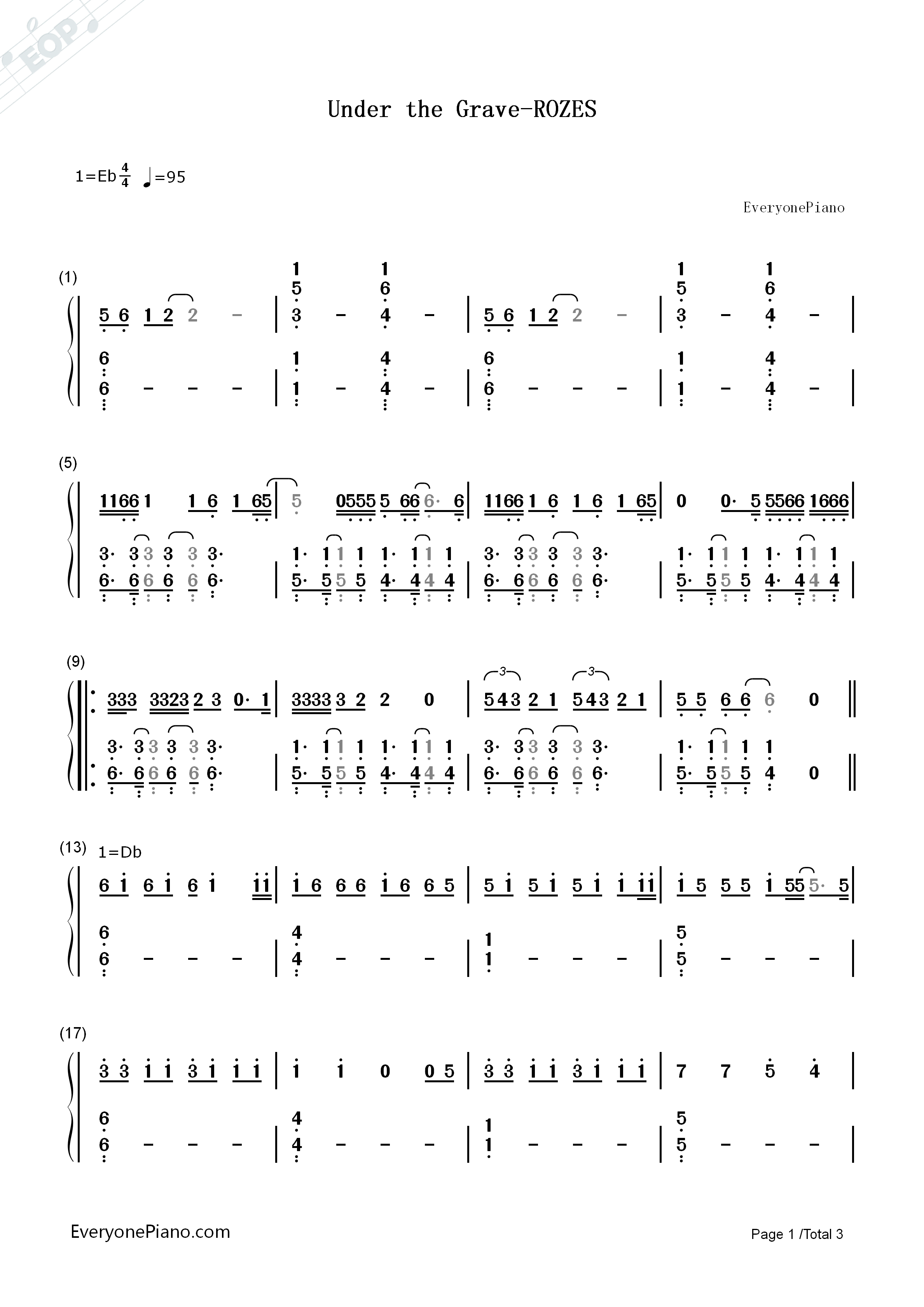 Under_the_Grave钢琴简谱_ROZES演唱