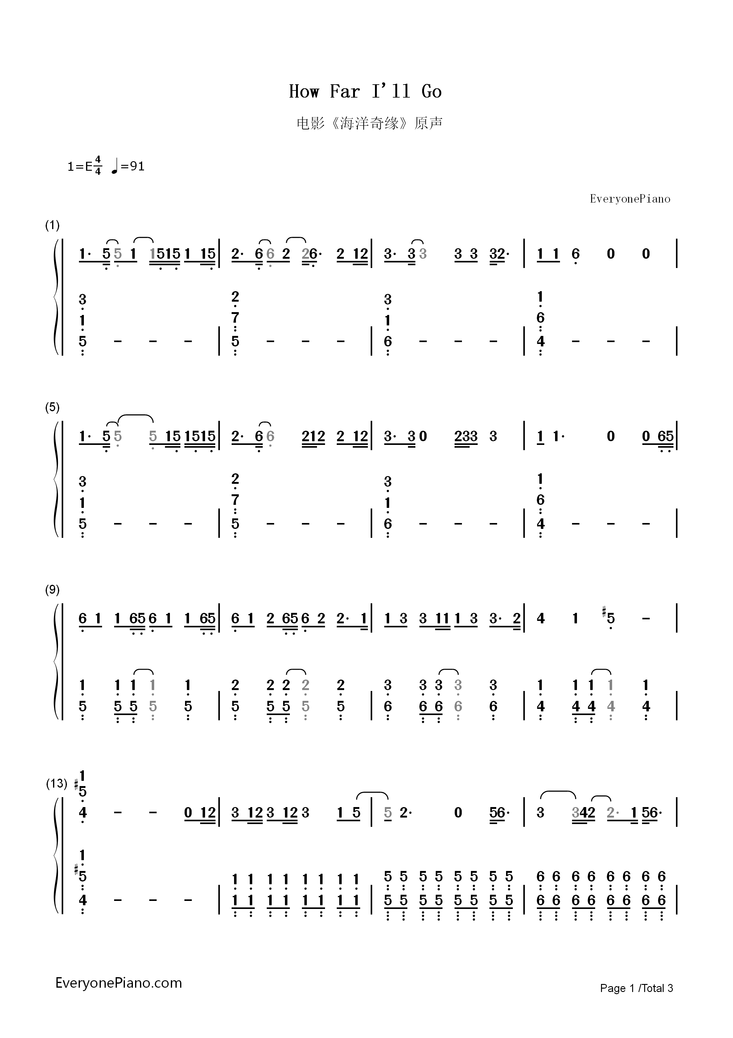 How_Far_I'll_Go钢琴简谱_Alessia_Cara演唱