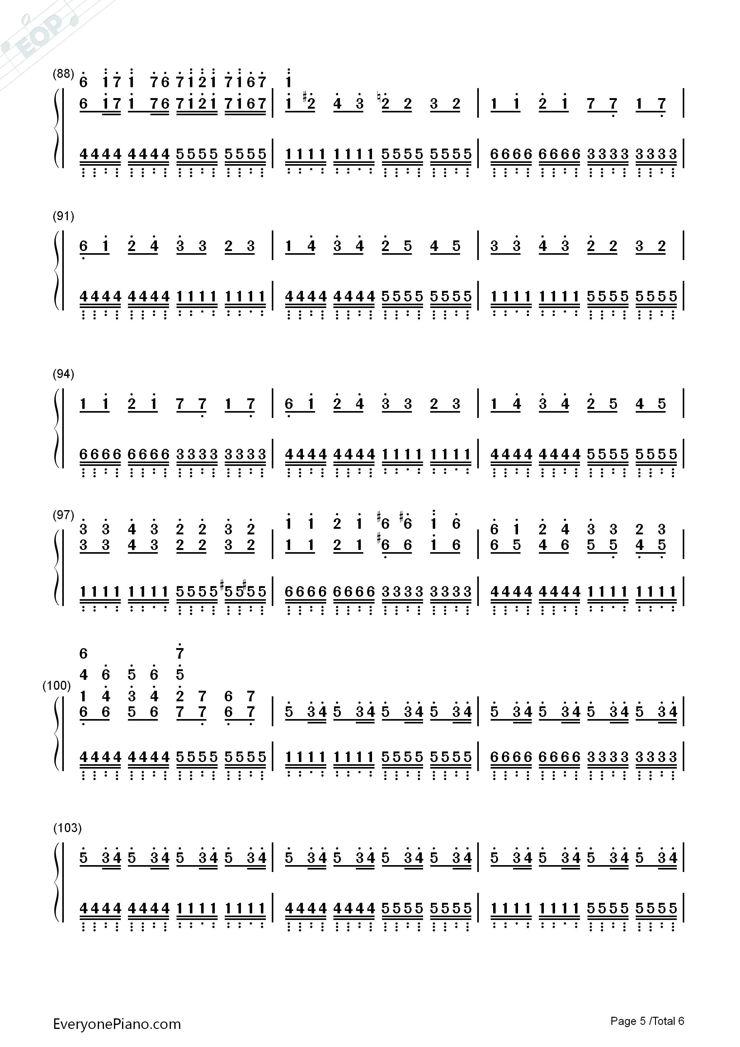 卡农疯狂版钢琴简谱_未知演唱