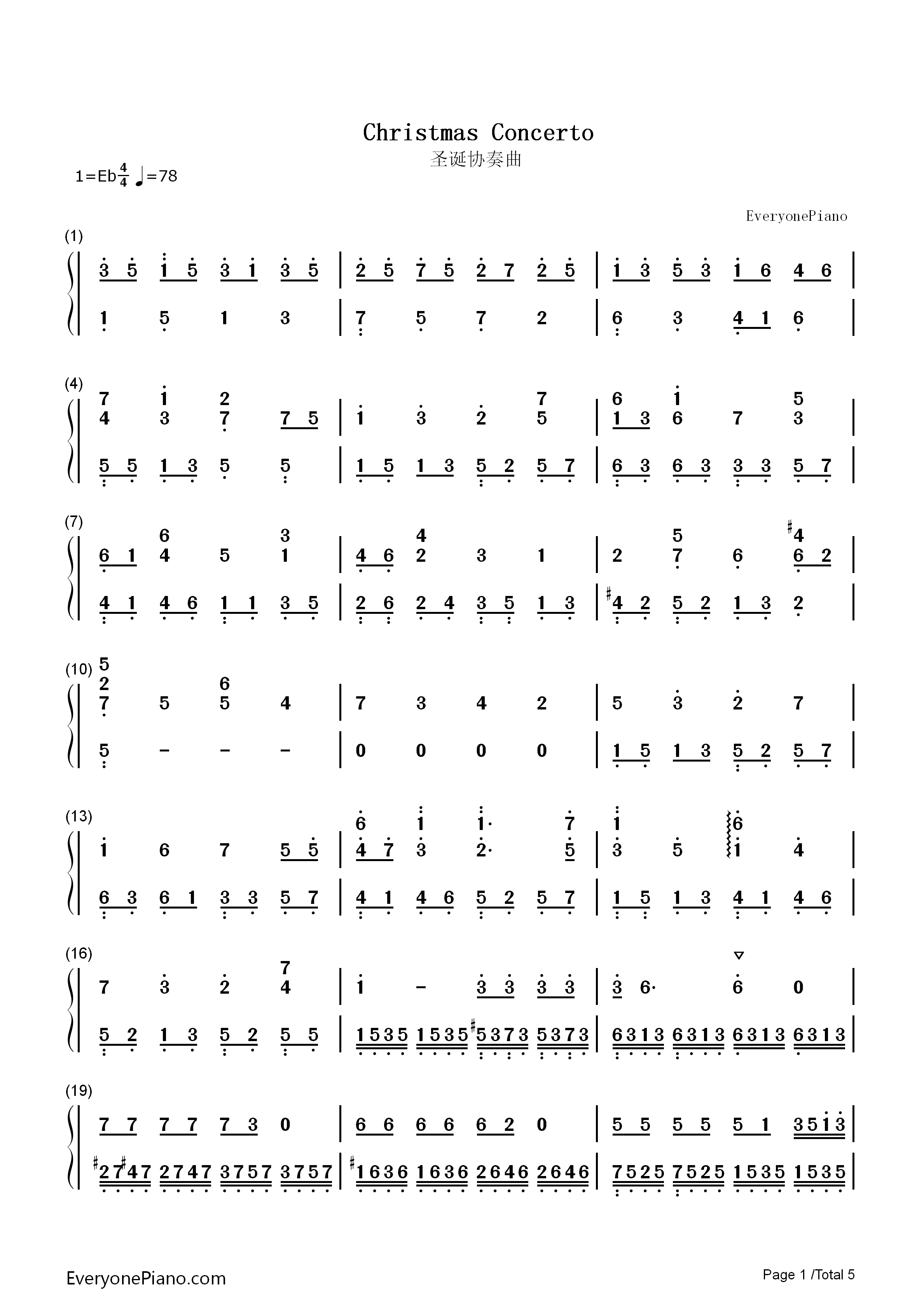 圣诞协奏曲钢琴简谱_理查德克莱德曼演唱