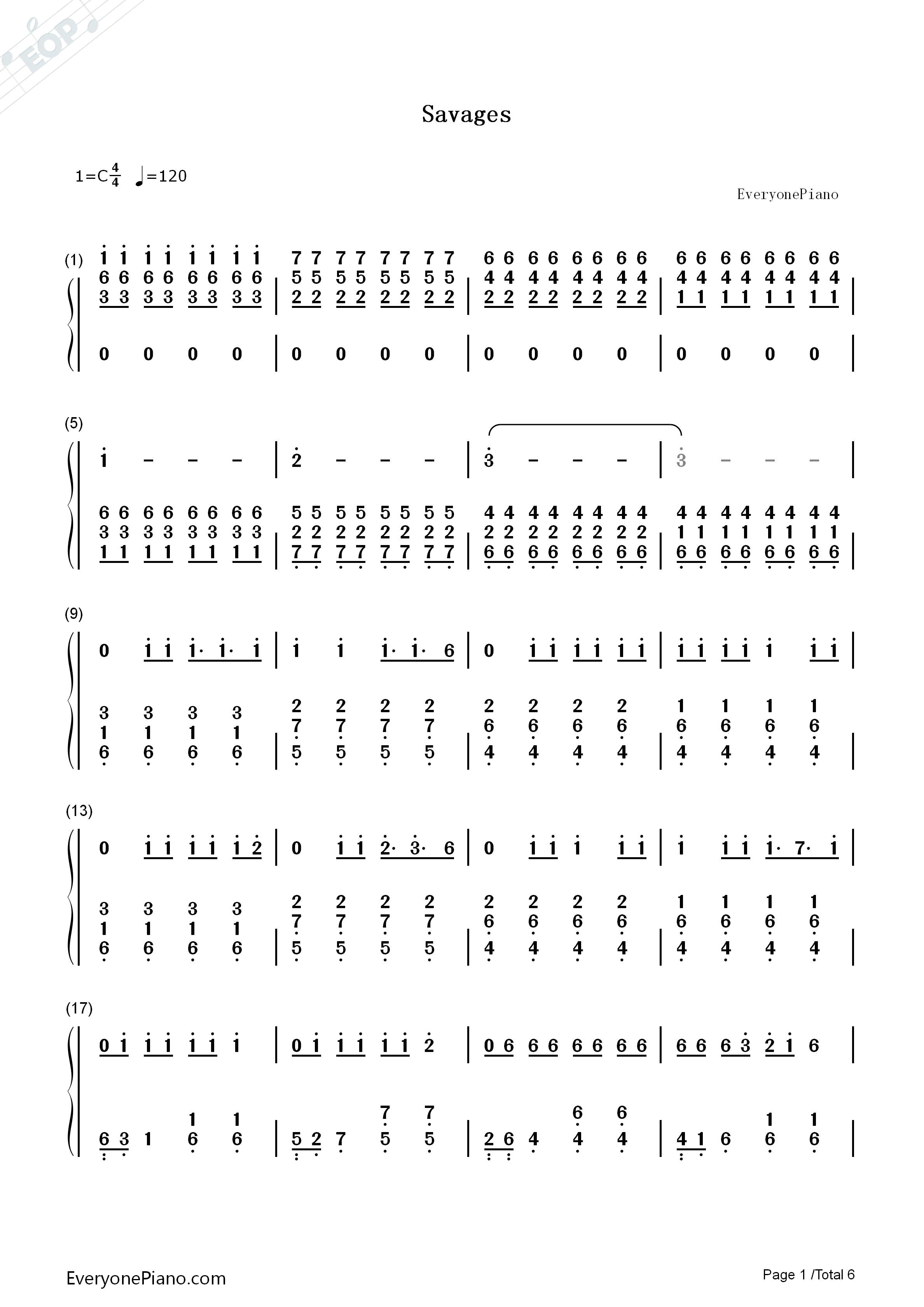 Savages钢琴简谱_Marina_And_The_Diamonds演唱