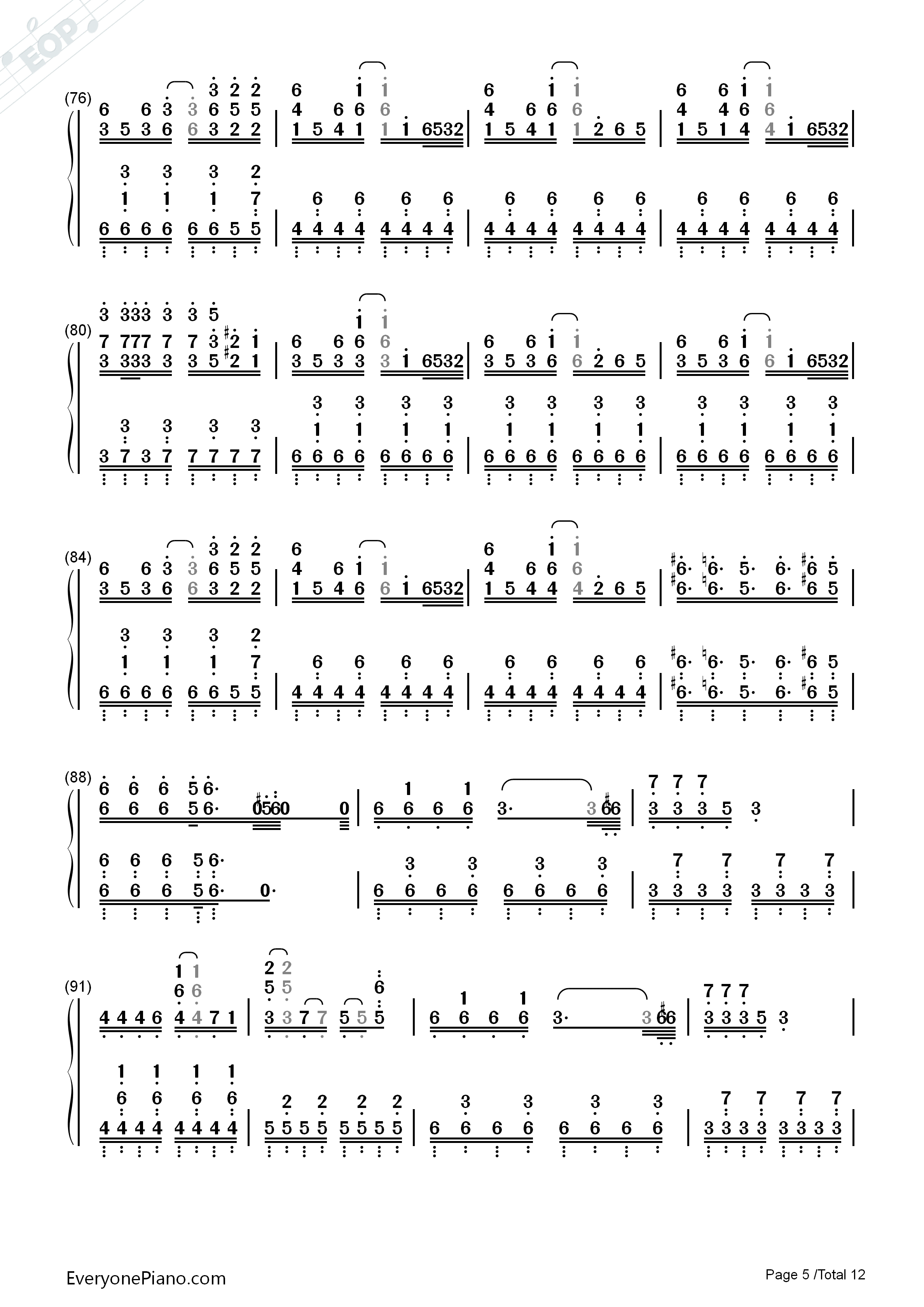 琪露诺的完美算术教室钢琴简谱_藤咲かりん演唱